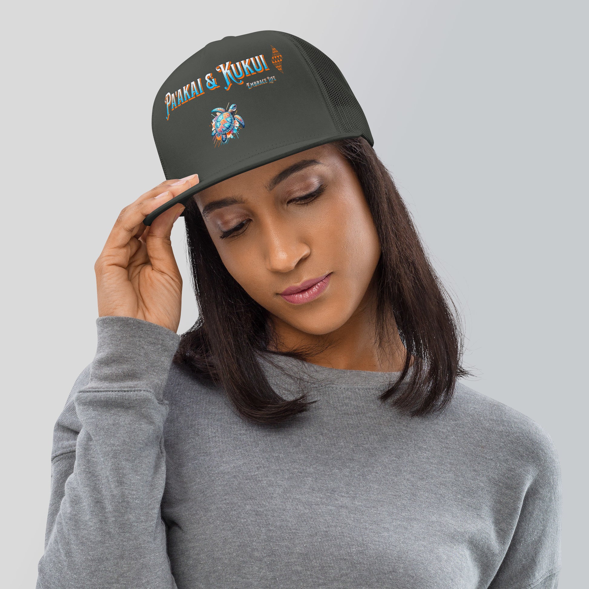Tribal Sea Turtle Trucker Cap Trucker Hat Pa'akai & Kukui