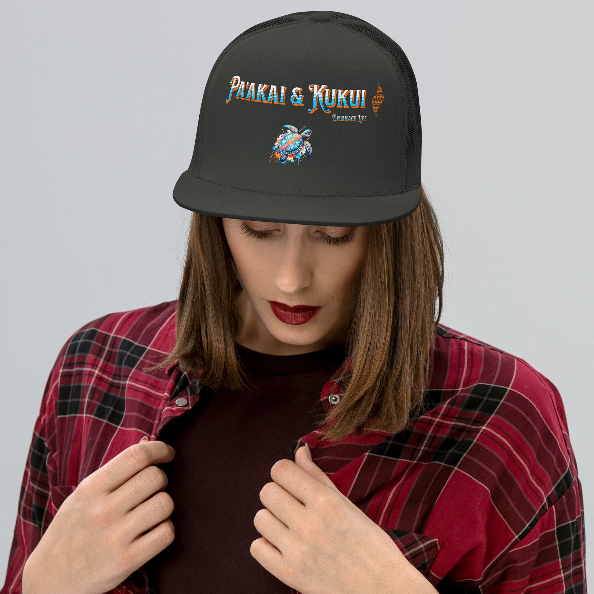 Tribal Sea Turtle Trucker Cap Trucker Hat Pa'akai & Kukui