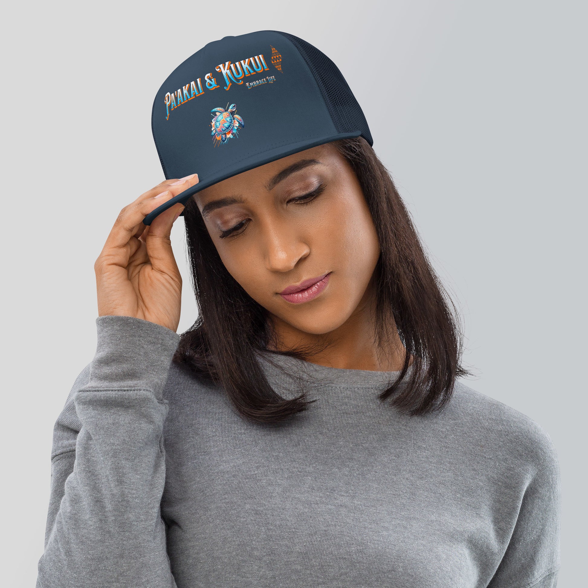 Tribal Sea Turtle Trucker Cap Trucker Hat Pa'akai & Kukui