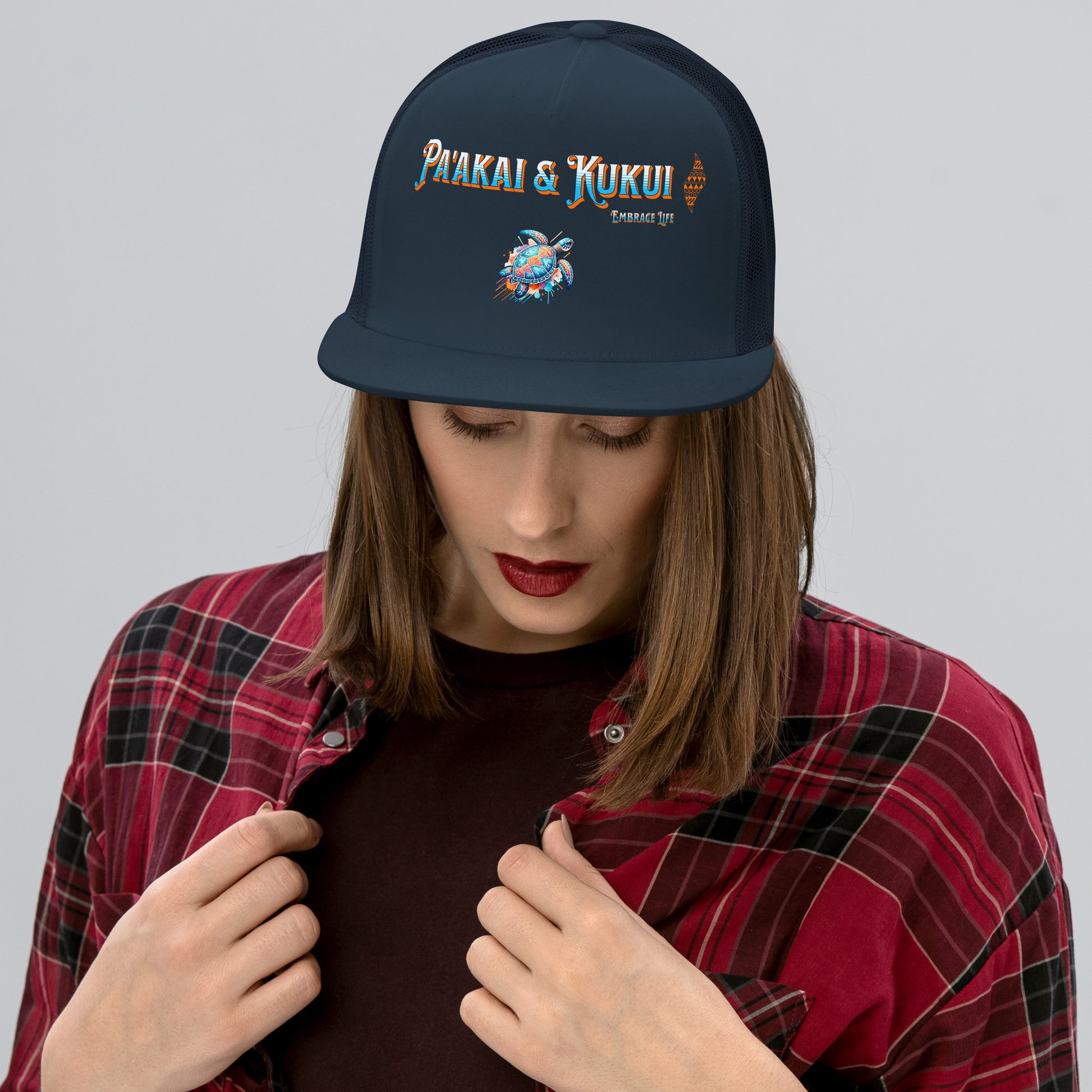 Tribal Sea Turtle Trucker Cap Trucker Hat Pa'akai & Kukui