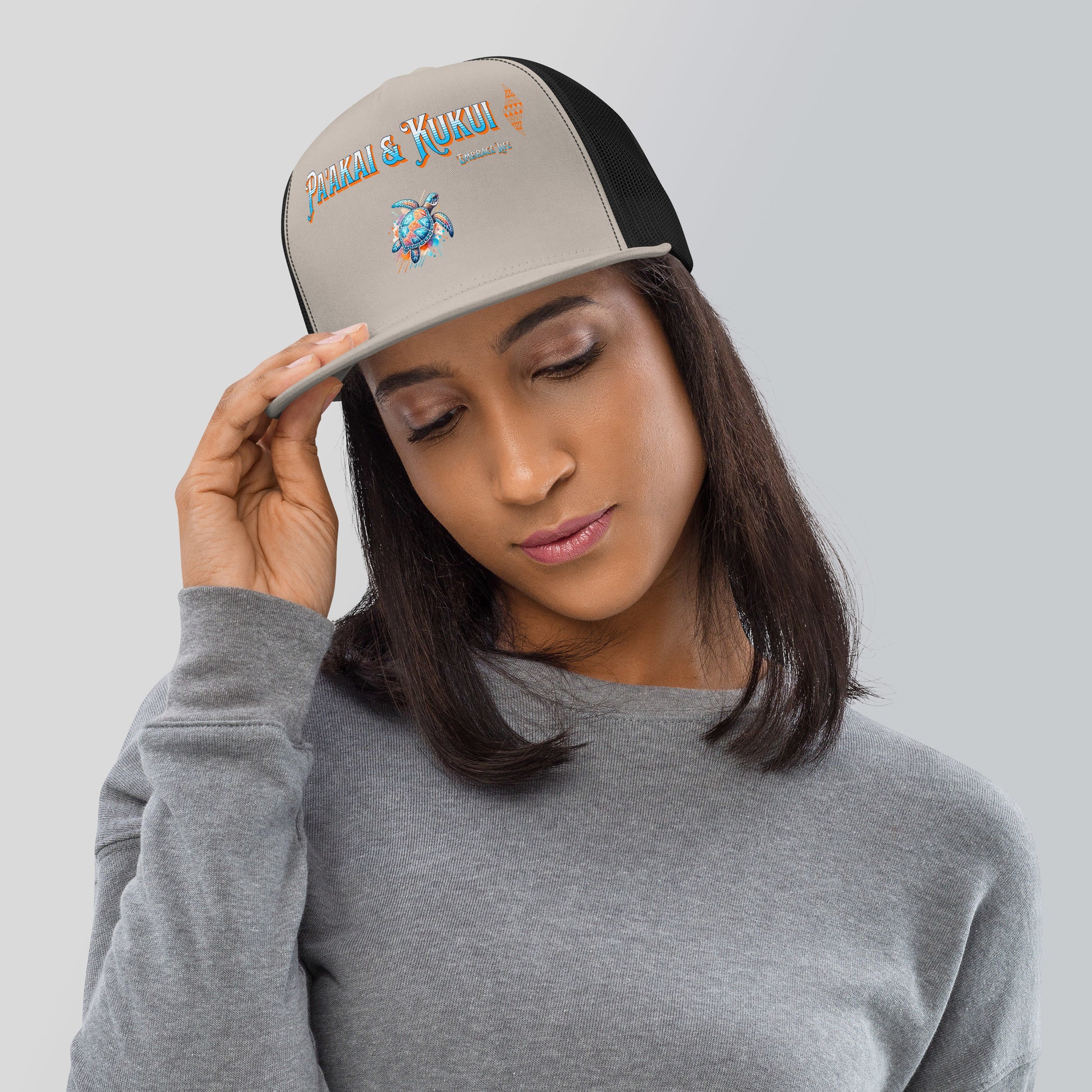 Tribal Sea Turtle Trucker Cap Trucker Hat Pa'akai & Kukui