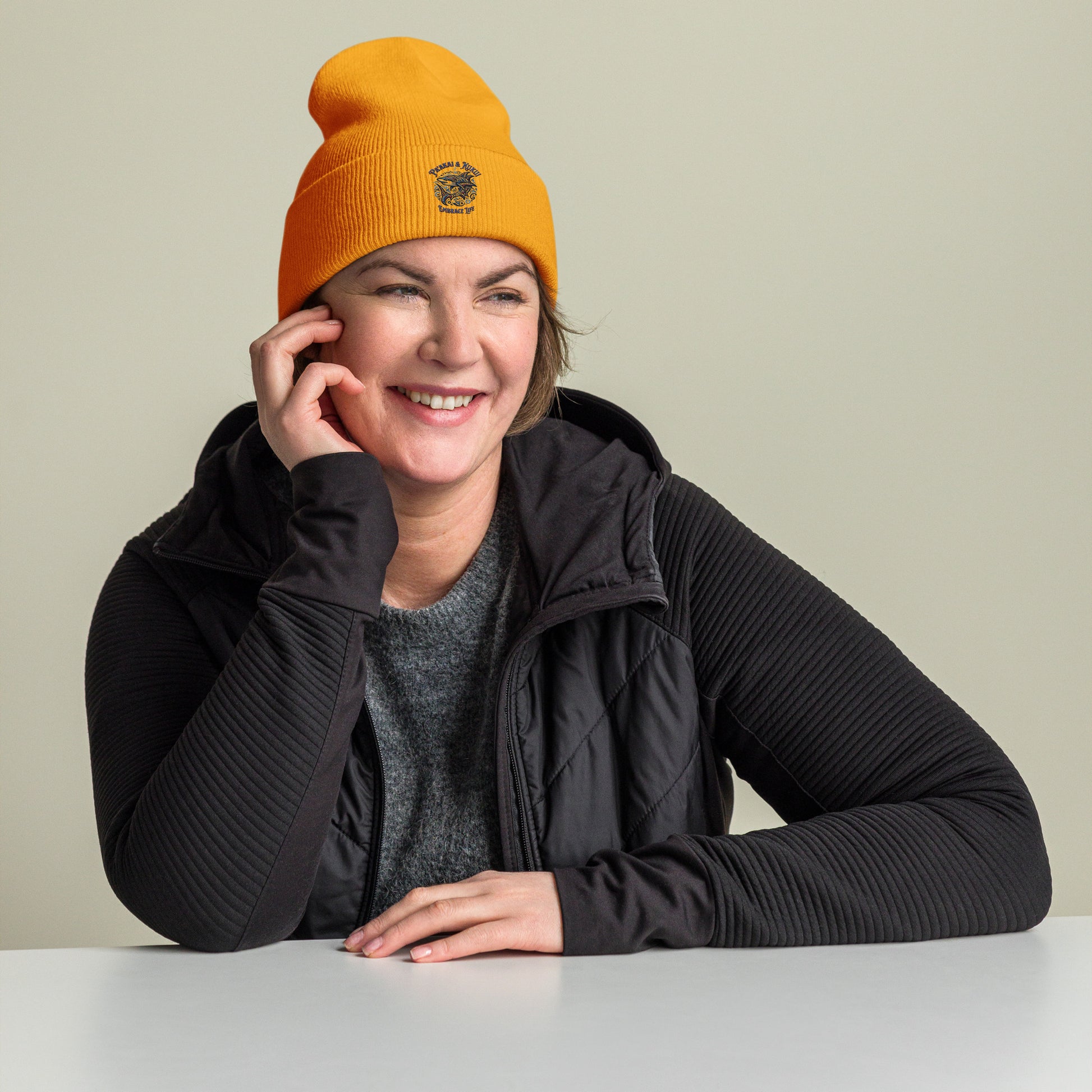 Tribal Shark Cuffed Beanie Beanie Pa'akai & Kukui