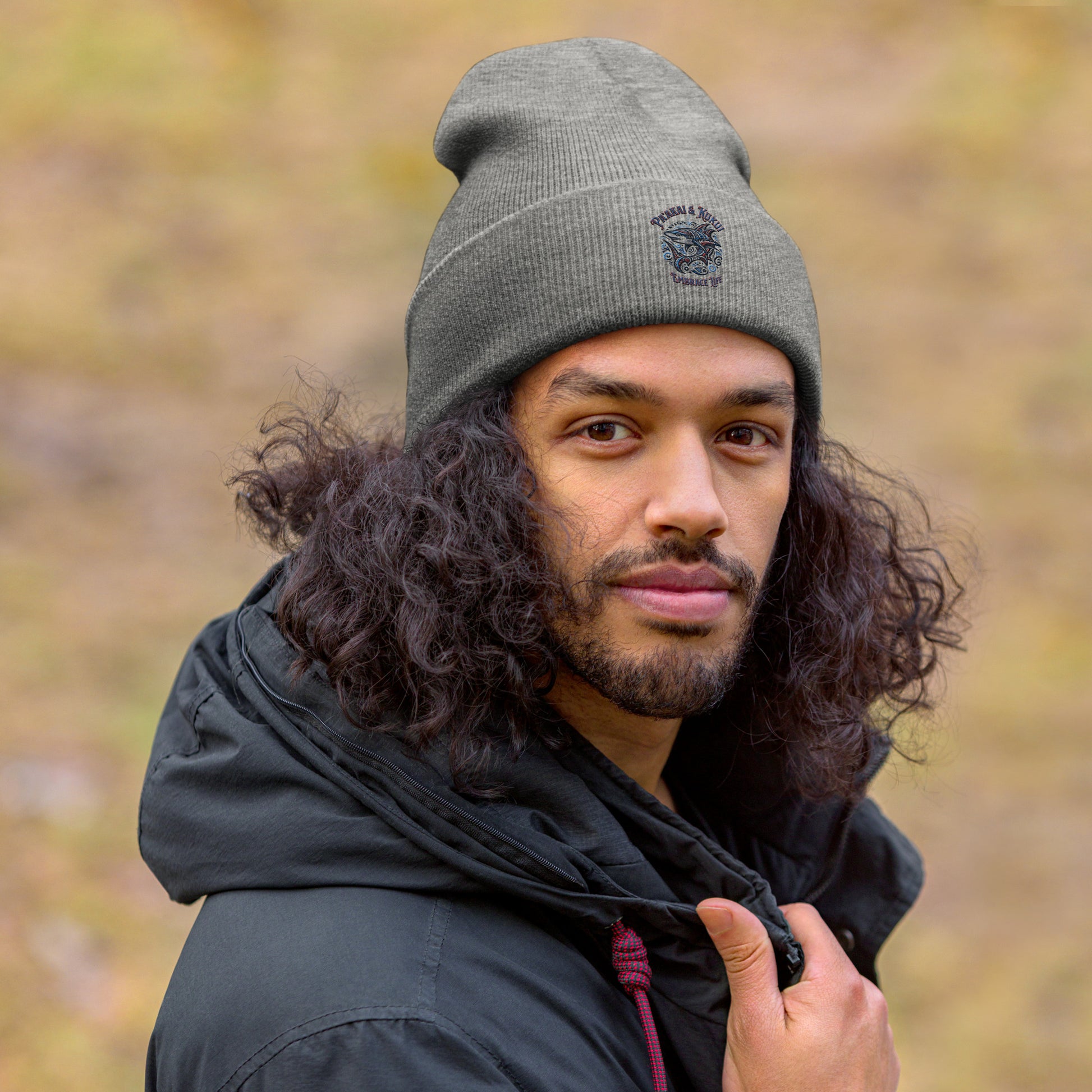 Tribal Shark Cuffed Beanie Beanie Pa'akai & Kukui