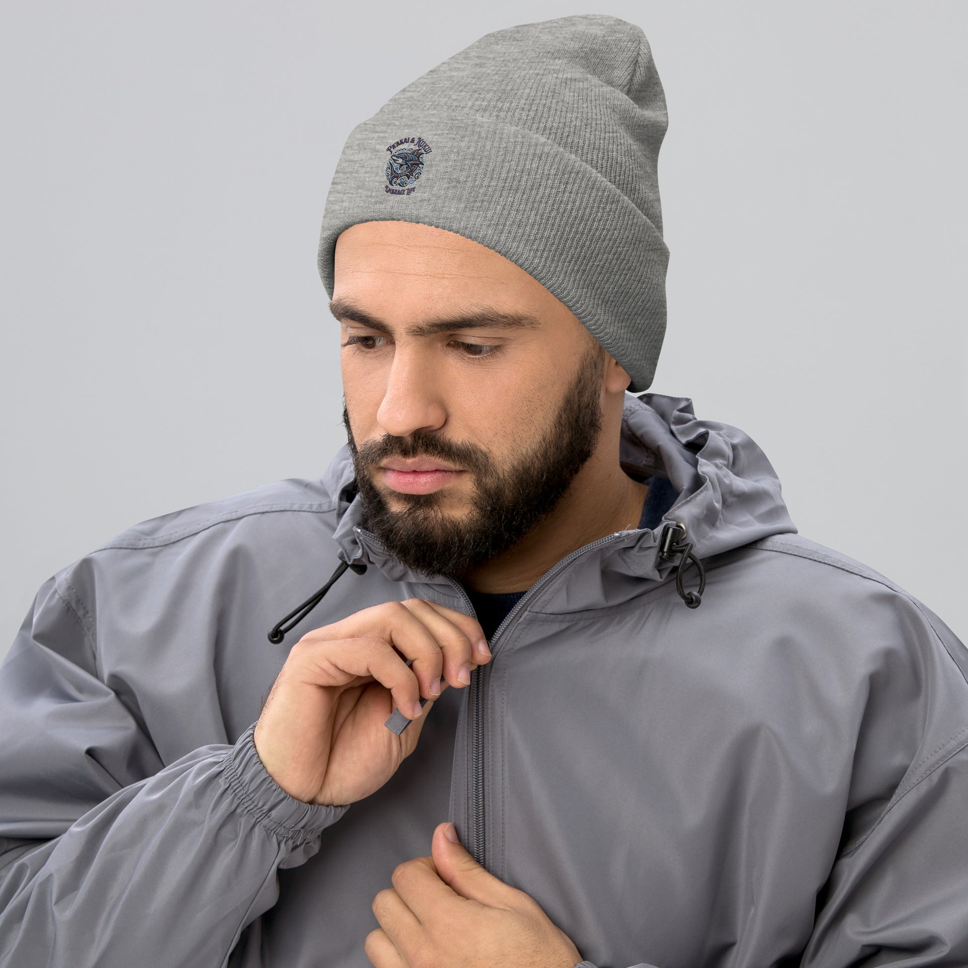 Tribal Shark Cuffed Beanie Beanie Pa'akai & Kukui