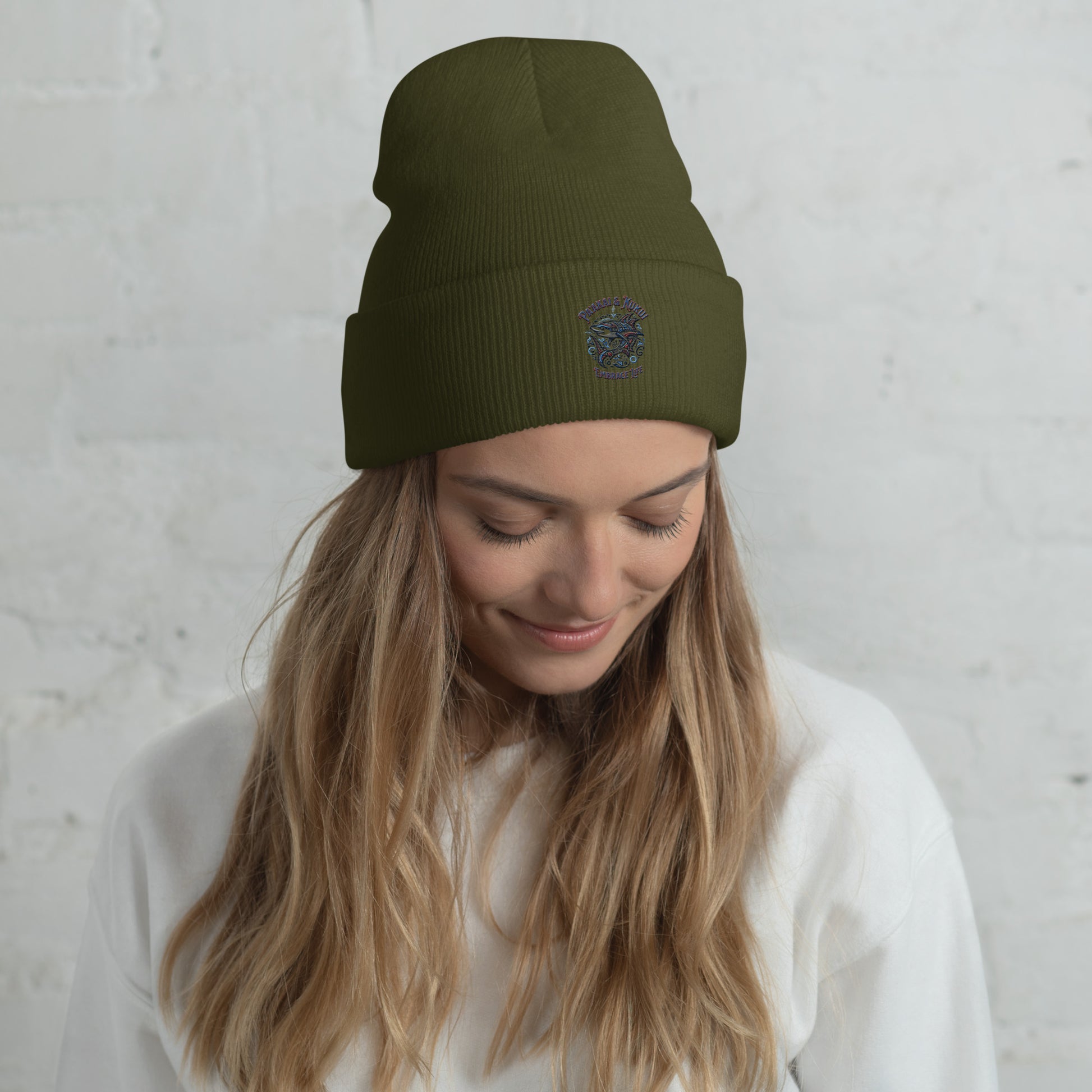 Tribal Shark Cuffed Beanie Beanie Pa'akai & Kukui