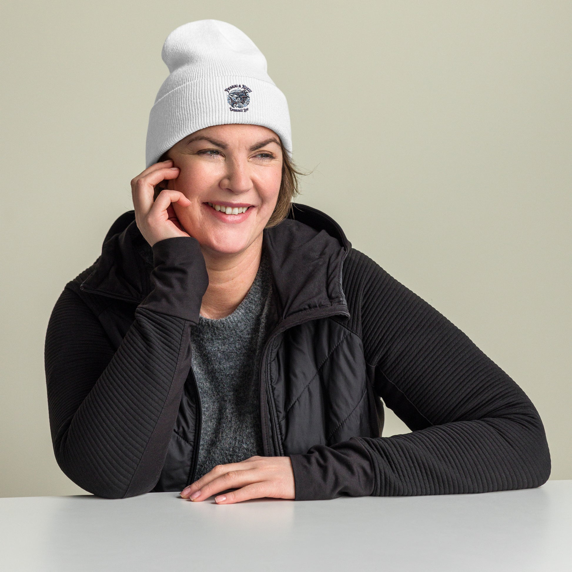 Tribal Shark Cuffed Beanie Beanie Pa'akai & Kukui
