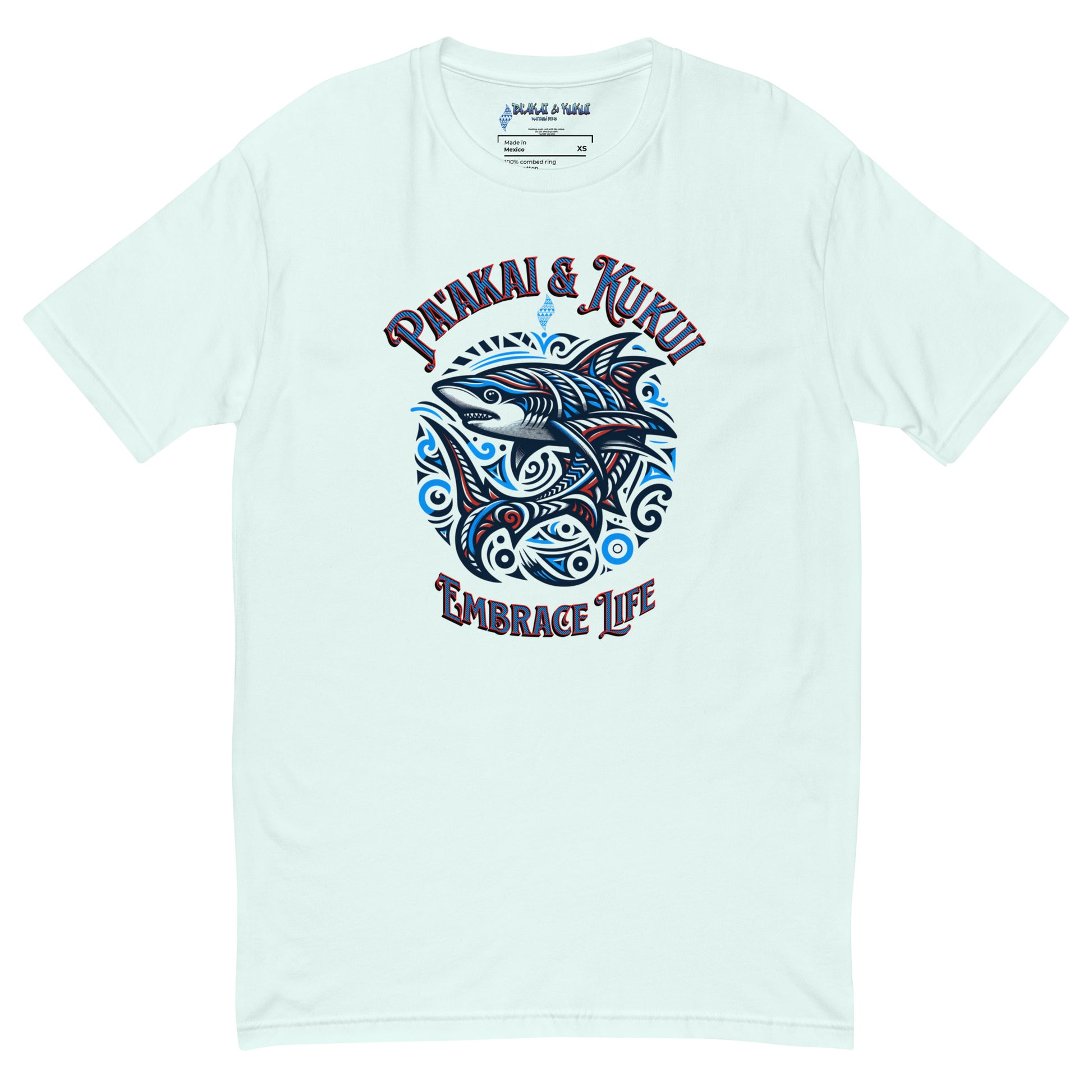 Tribal Shark Short Sleeve T-shirt T-shirt Pa'akai & Kukui Light Blue XS