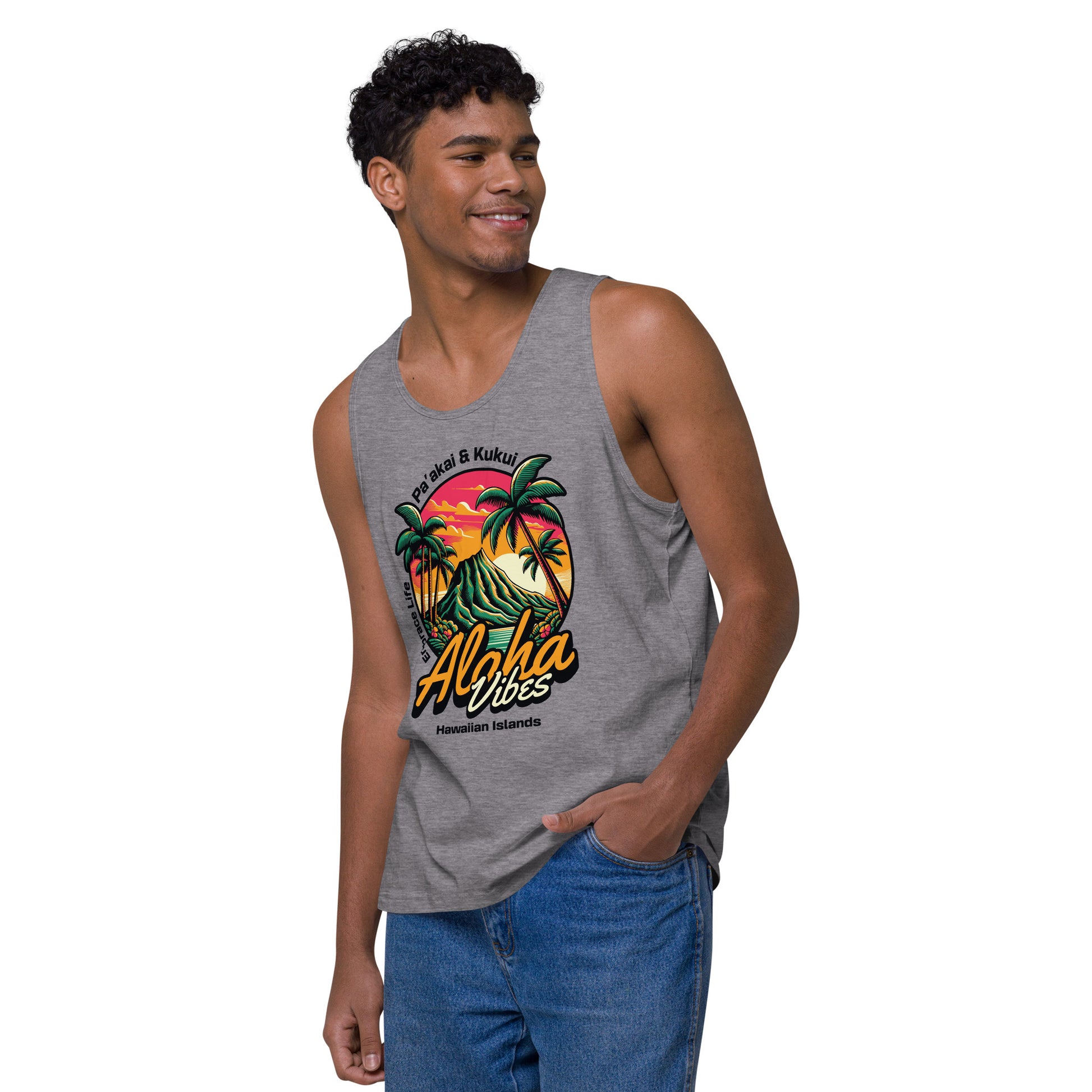 Aloha Vibes Men’s premium tank top Tank Top Pa'akai & Kukui