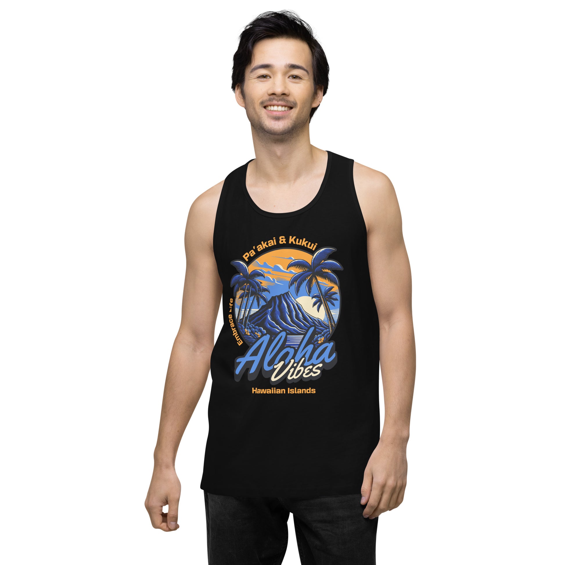 Aloha Vibes (Blue) Men’s premium tank top Tank Top Pa'akai & Kukui