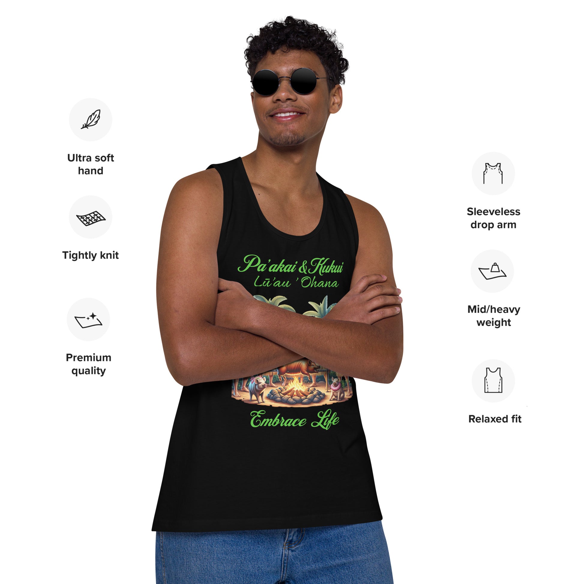 Pa'akai & Kukui Lū'au 'Ohana - Men’s premium tank top Tank Top Pa'akai & Kukui