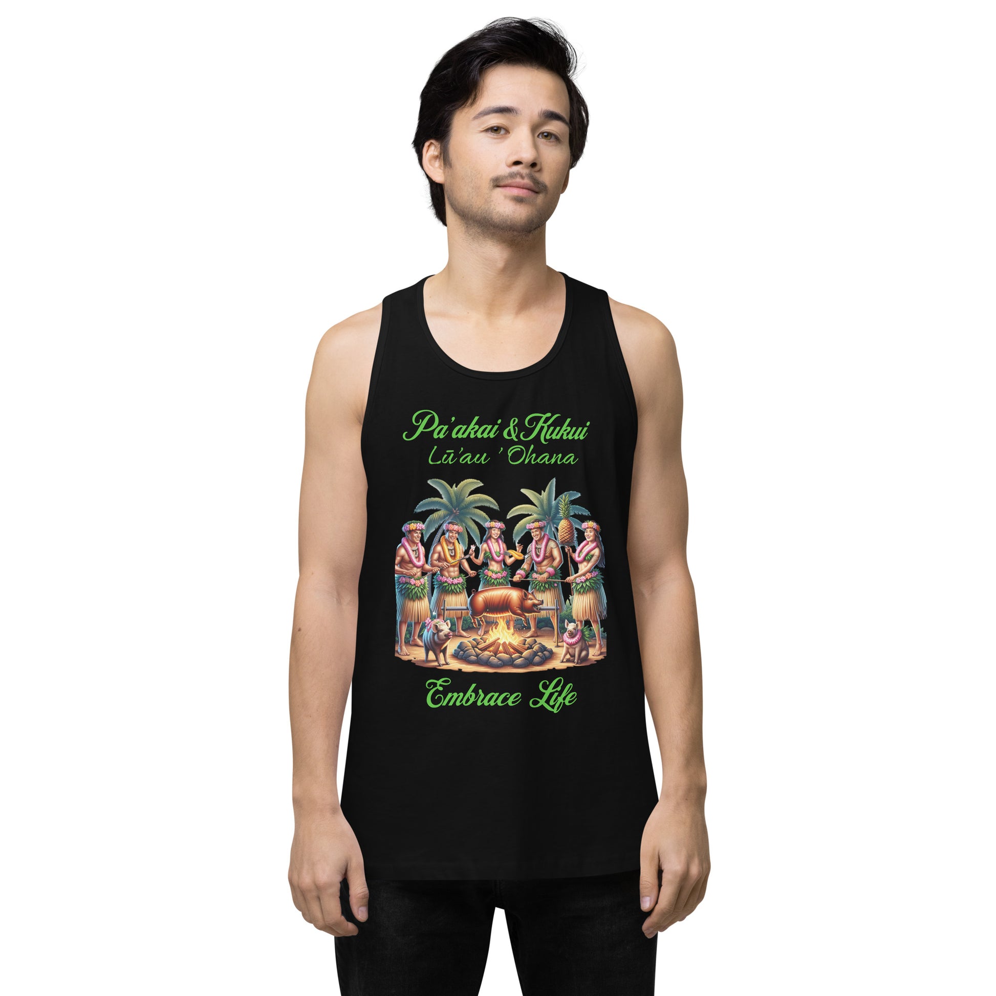 Pa'akai & Kukui Lū'au 'Ohana - Men’s premium tank top Tank Top Pa'akai & Kukui Black S