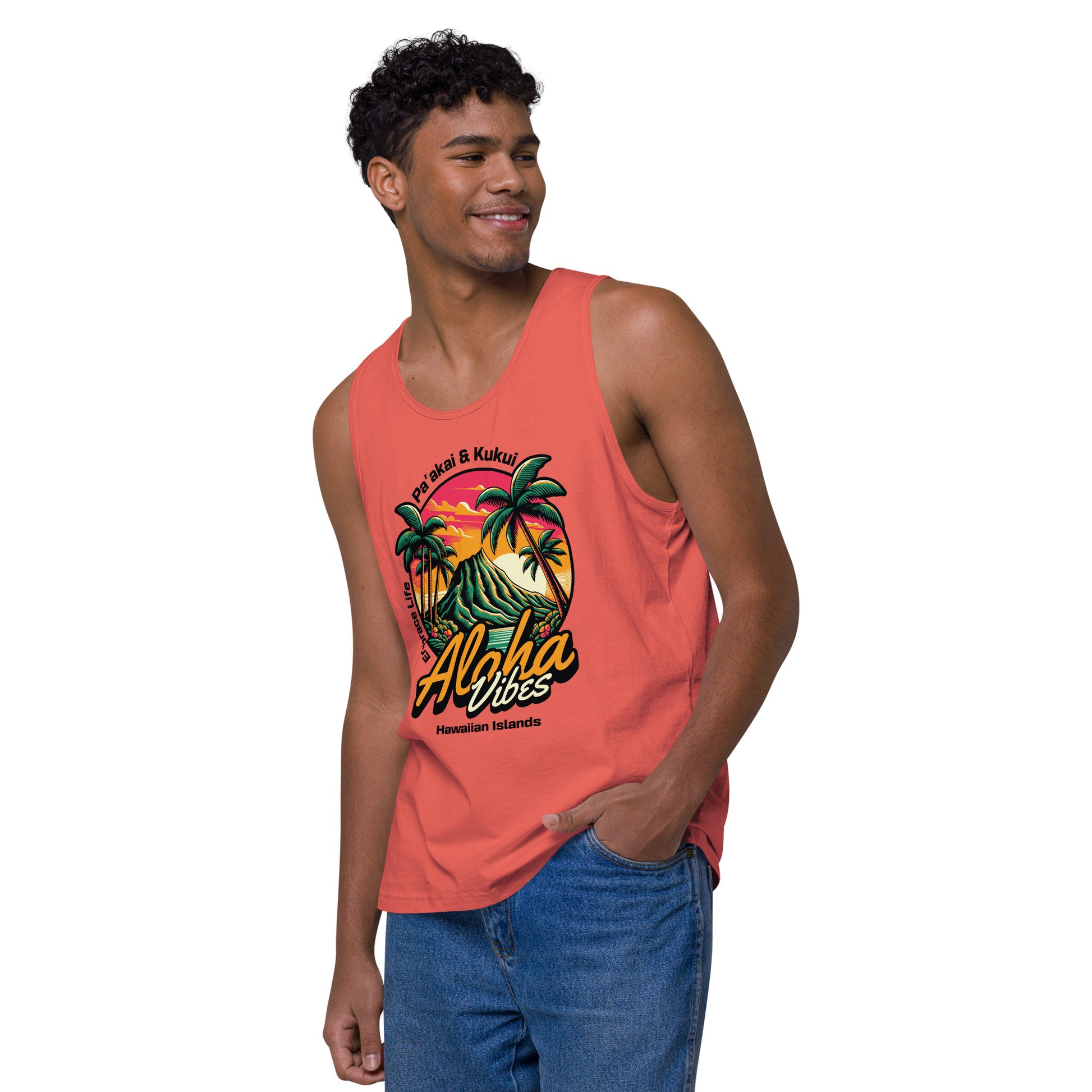 Aloha Vibes Men’s premium tank top Tank Top Pa'akai & Kukui