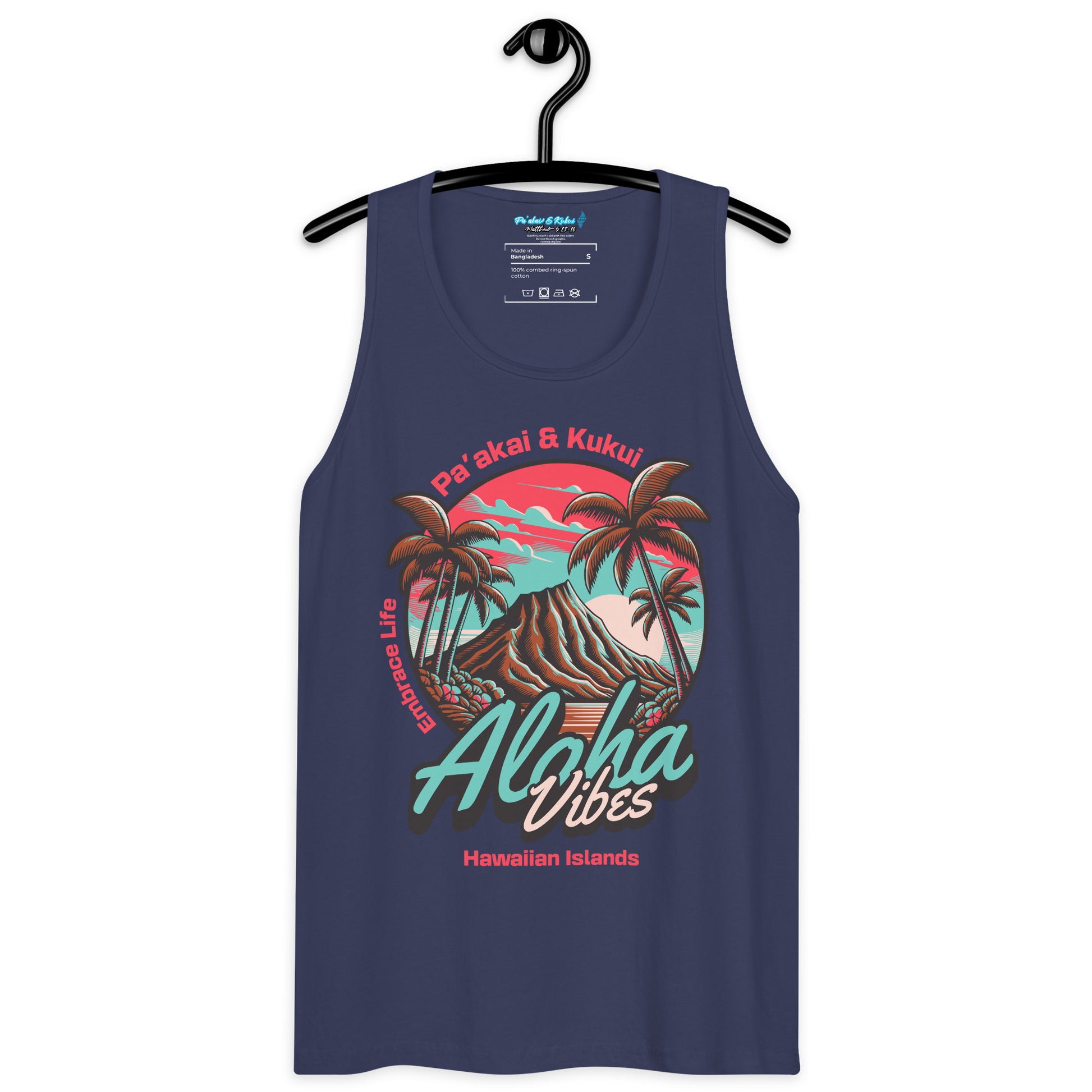 Aloha Vibes (Teal) Men’s premium tank top Tank Top Pa'akai & Kukui
