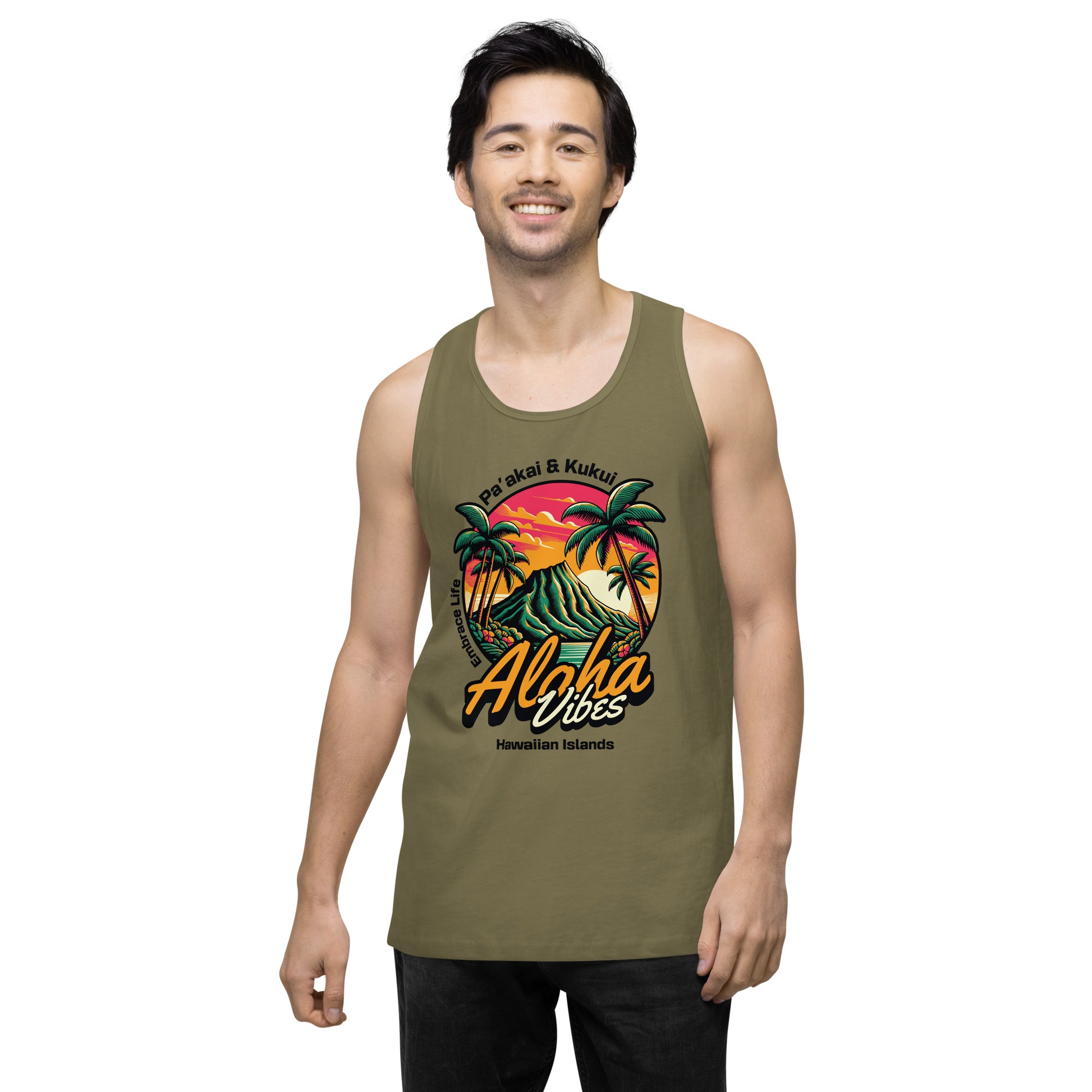 Aloha Vibes Men’s premium tank top Tank Top Pa'akai & Kukui