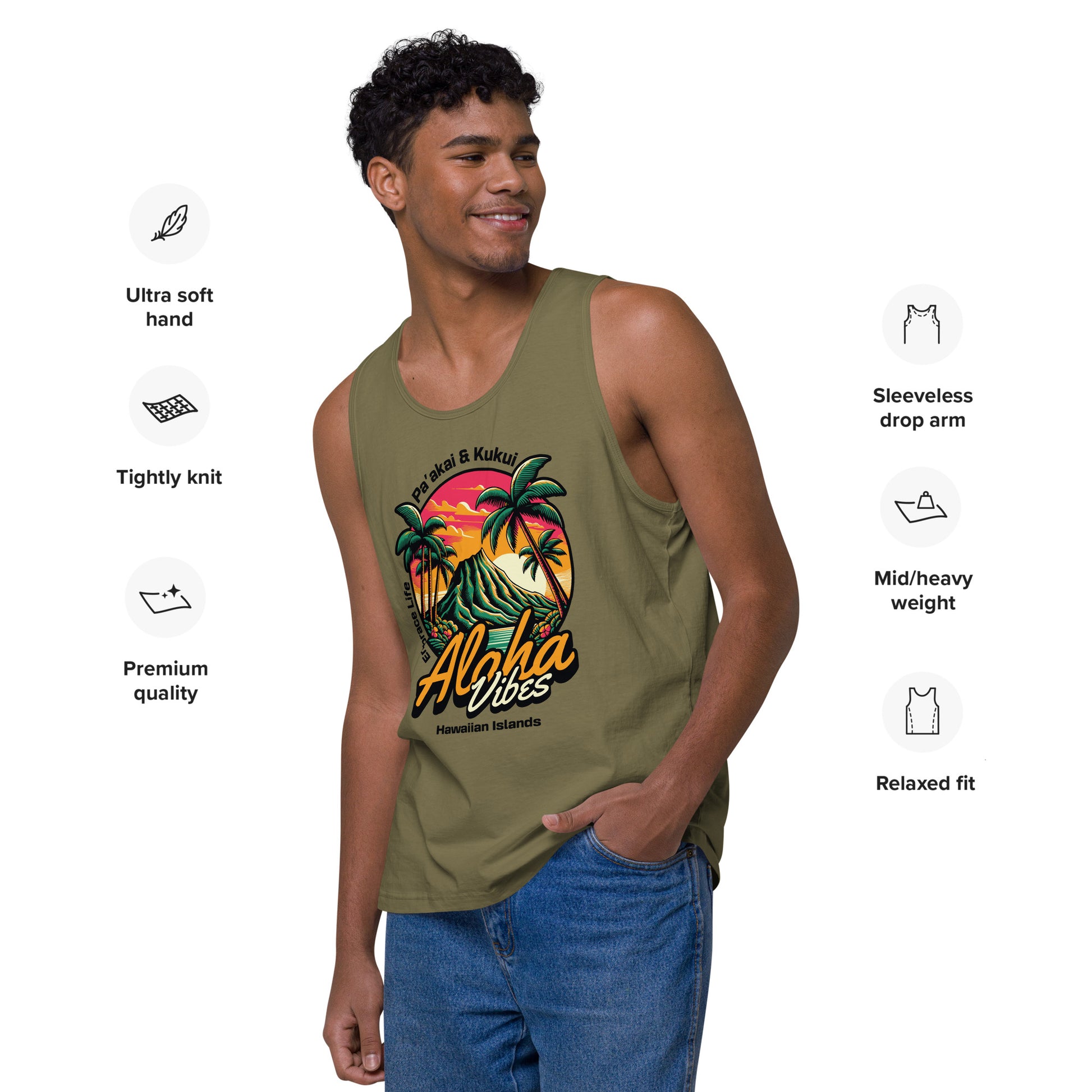 Aloha Vibes Men’s premium tank top Tank Top Pa'akai & Kukui