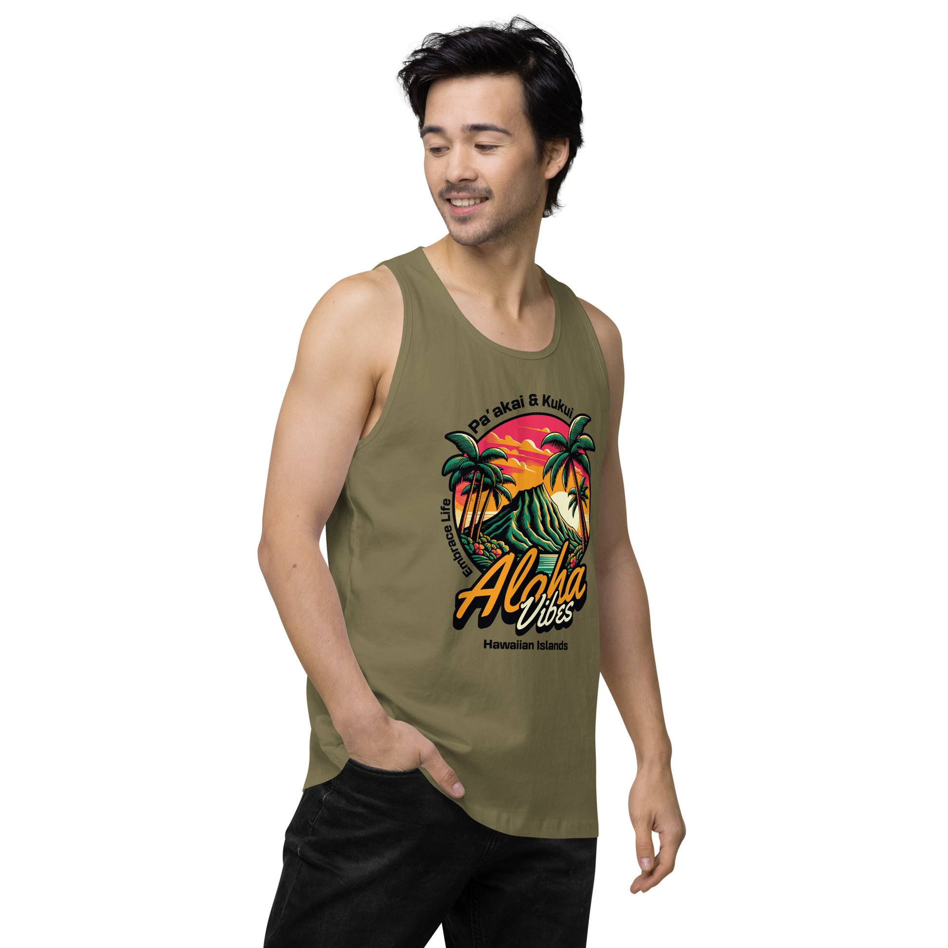 Aloha Vibes Men’s premium tank top Tank Top Pa'akai & Kukui