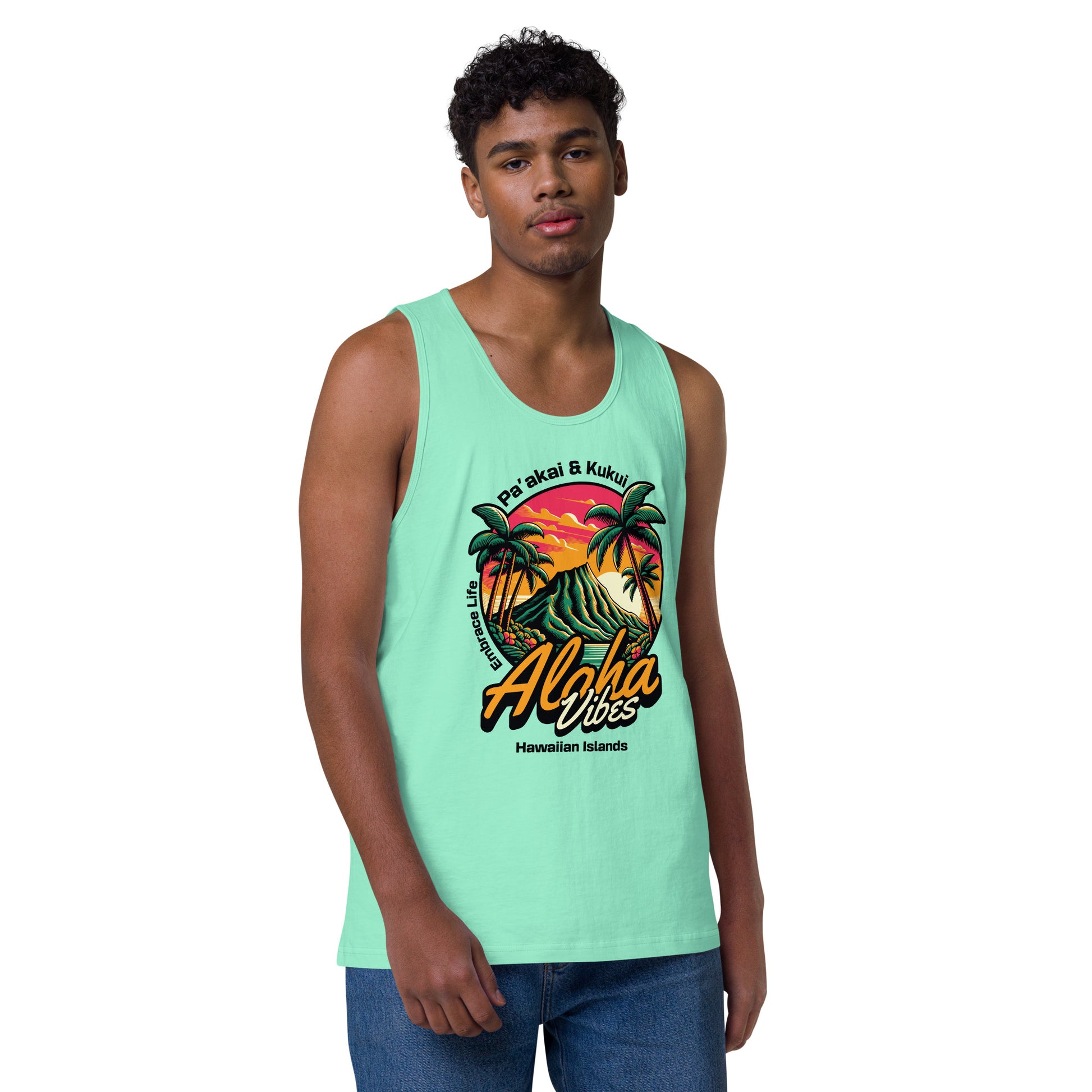 Aloha Vibes Men’s premium tank top Tank Top Pa'akai & Kukui