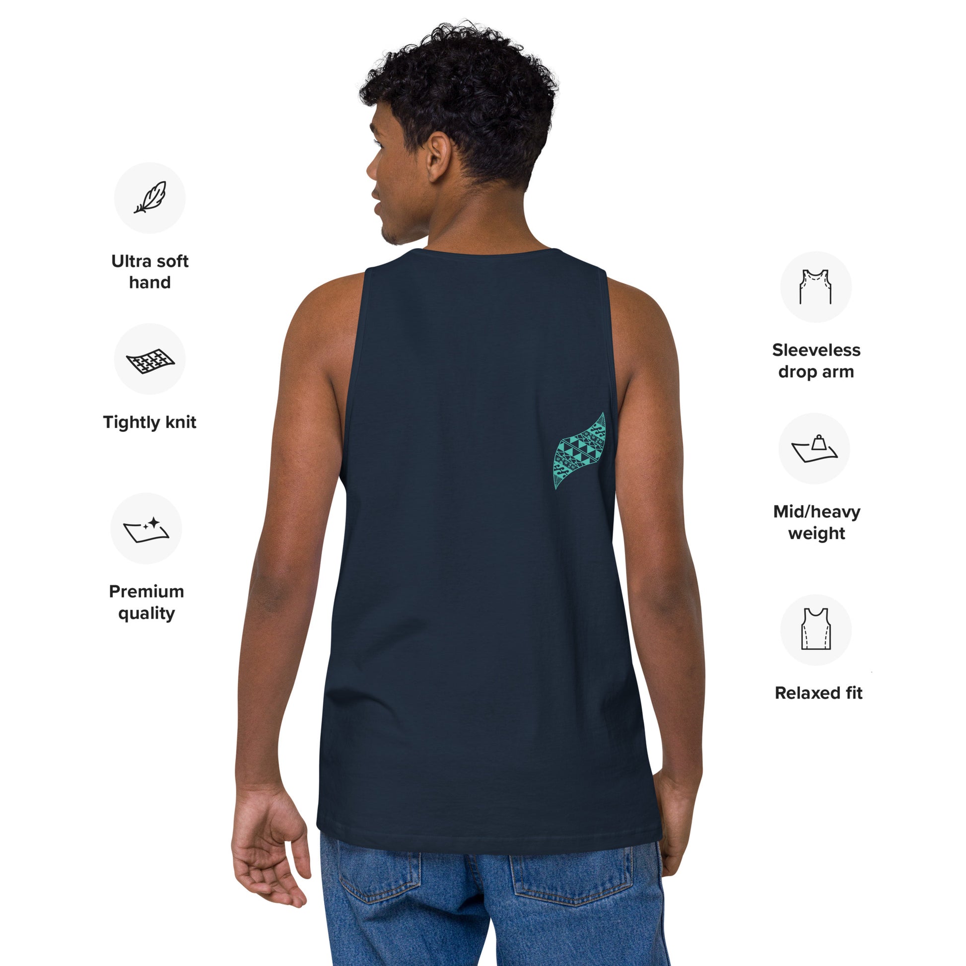 Aloha Vibes (Teal) Men’s premium tank top Tank Top Pa'akai & Kukui