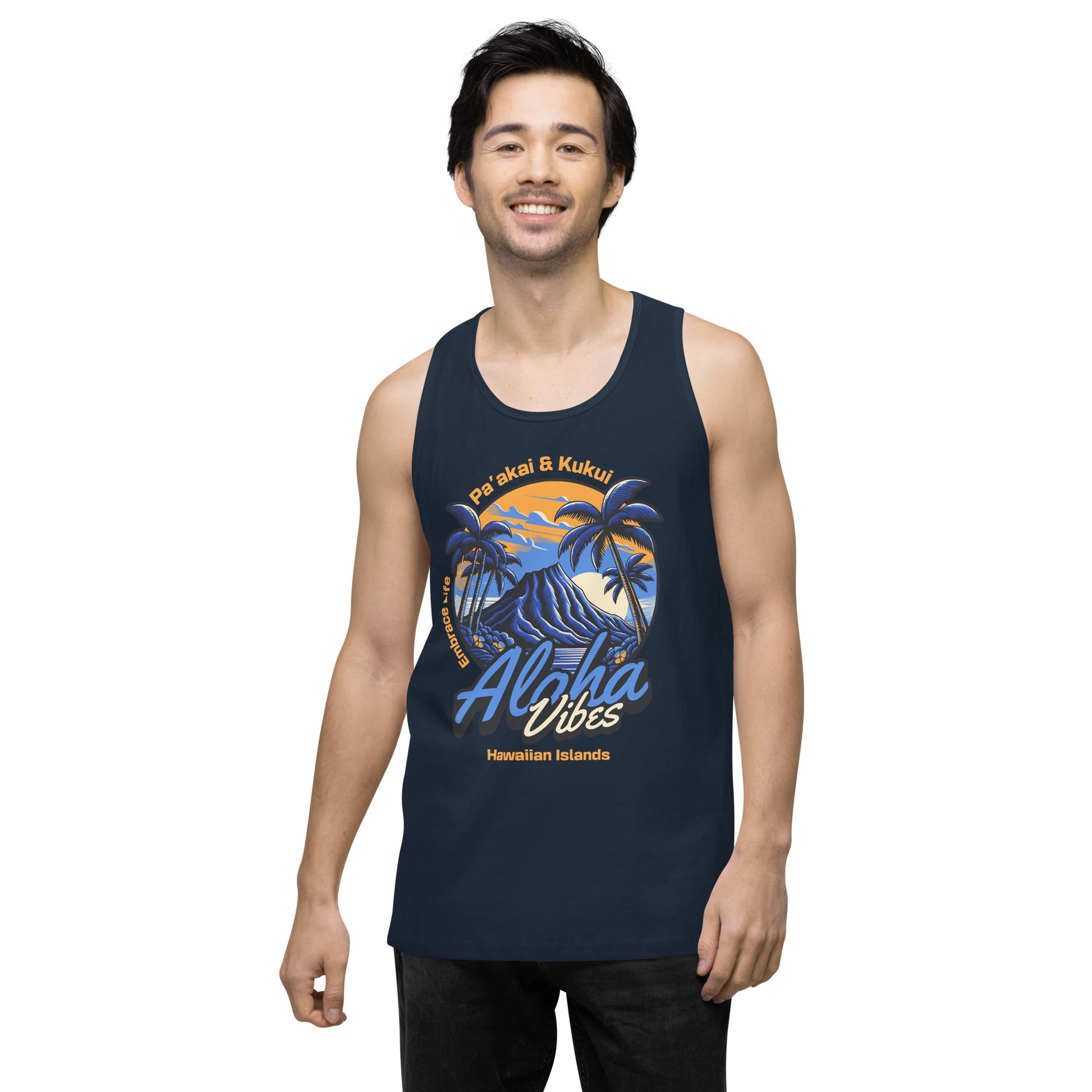 Aloha Vibes (Blue) Men’s premium tank top Tank Top Pa'akai & Kukui