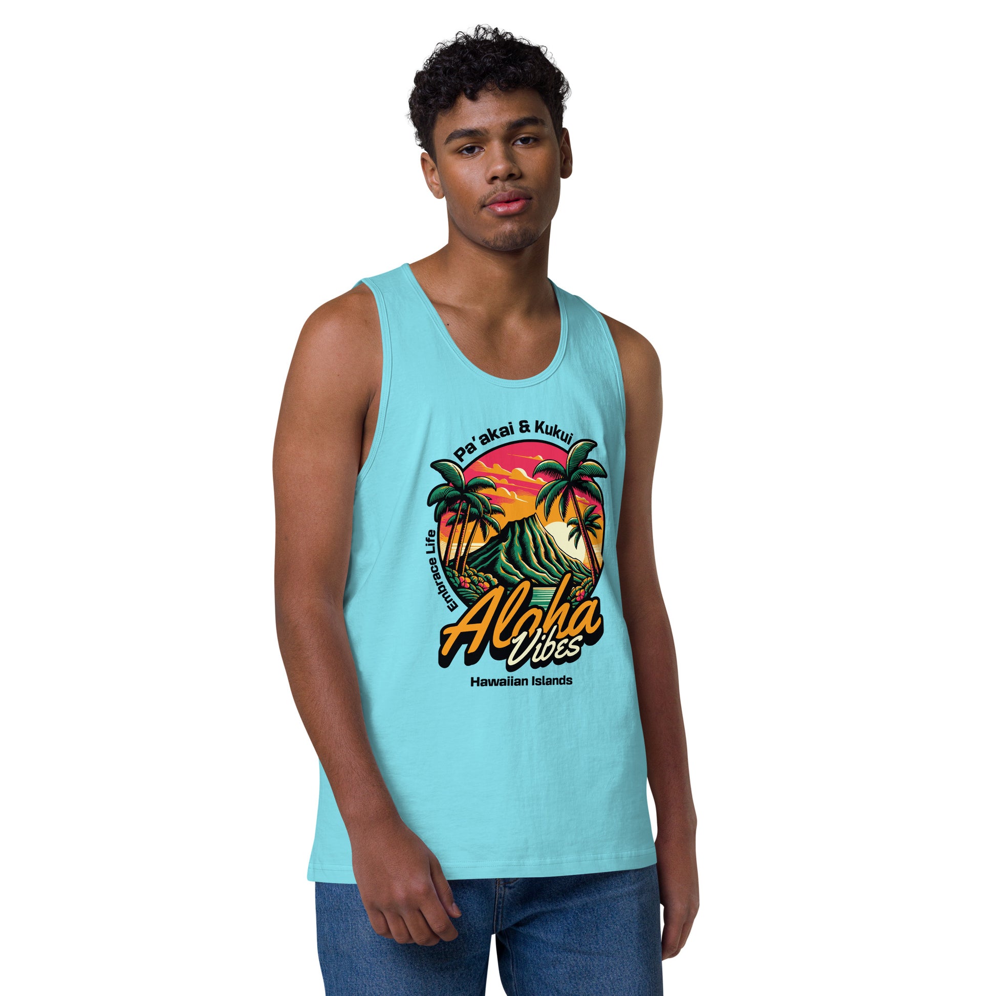 Aloha Vibes Men’s premium tank top Tank Top Pa'akai & Kukui