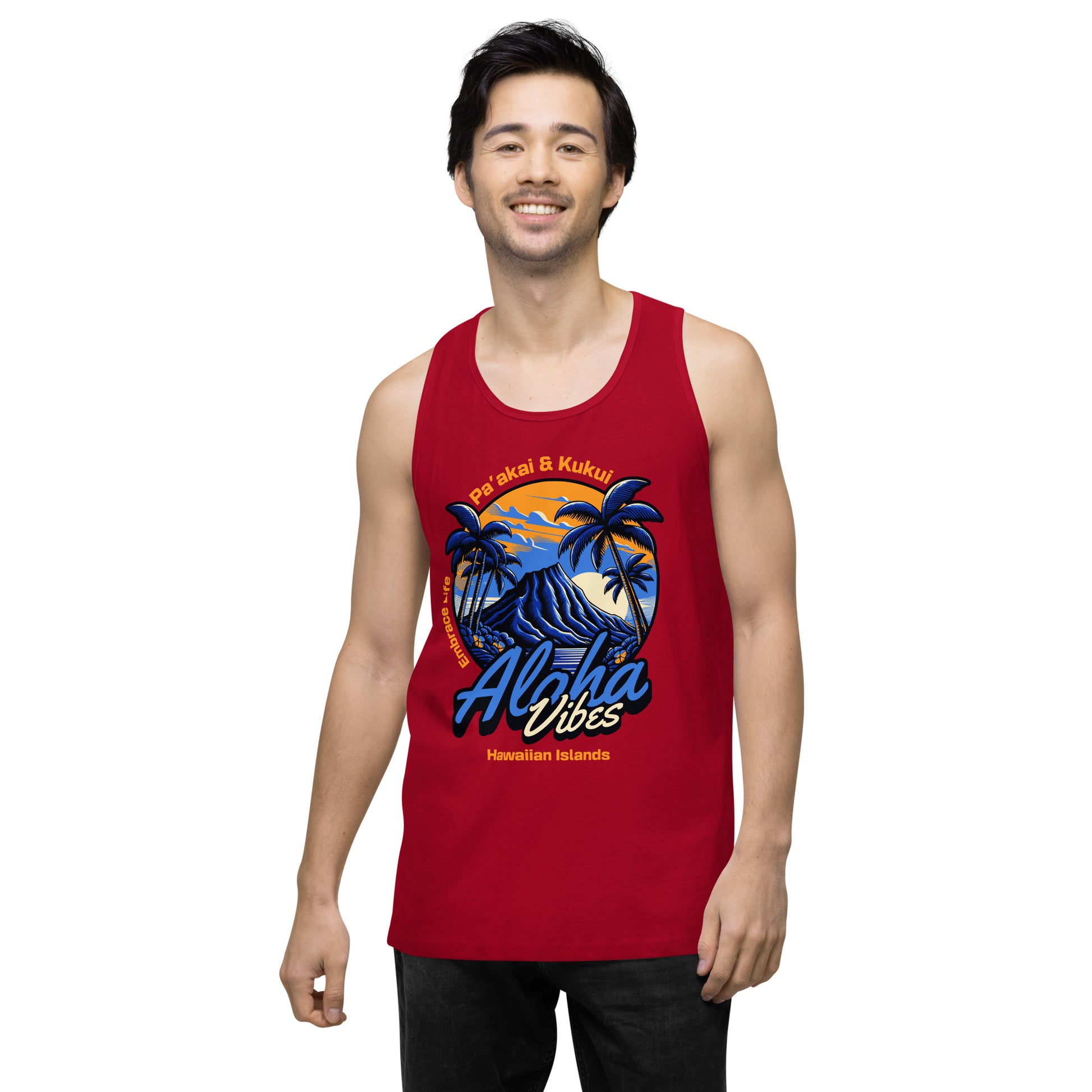 Aloha Vibes (Blue) Men’s premium tank top Tank Top Pa'akai & Kukui