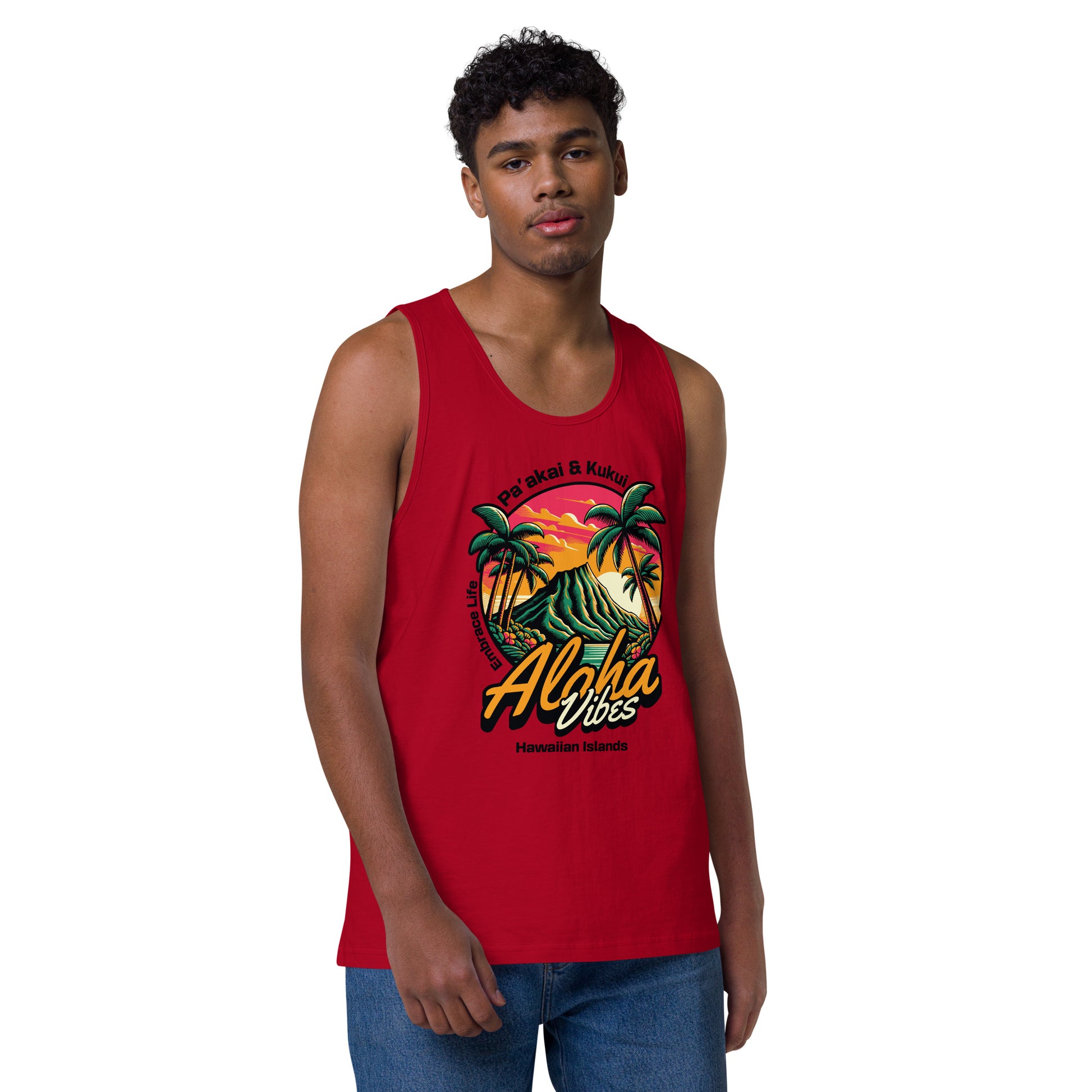 Aloha Vibes Men’s premium tank top Tank Top Pa'akai & Kukui