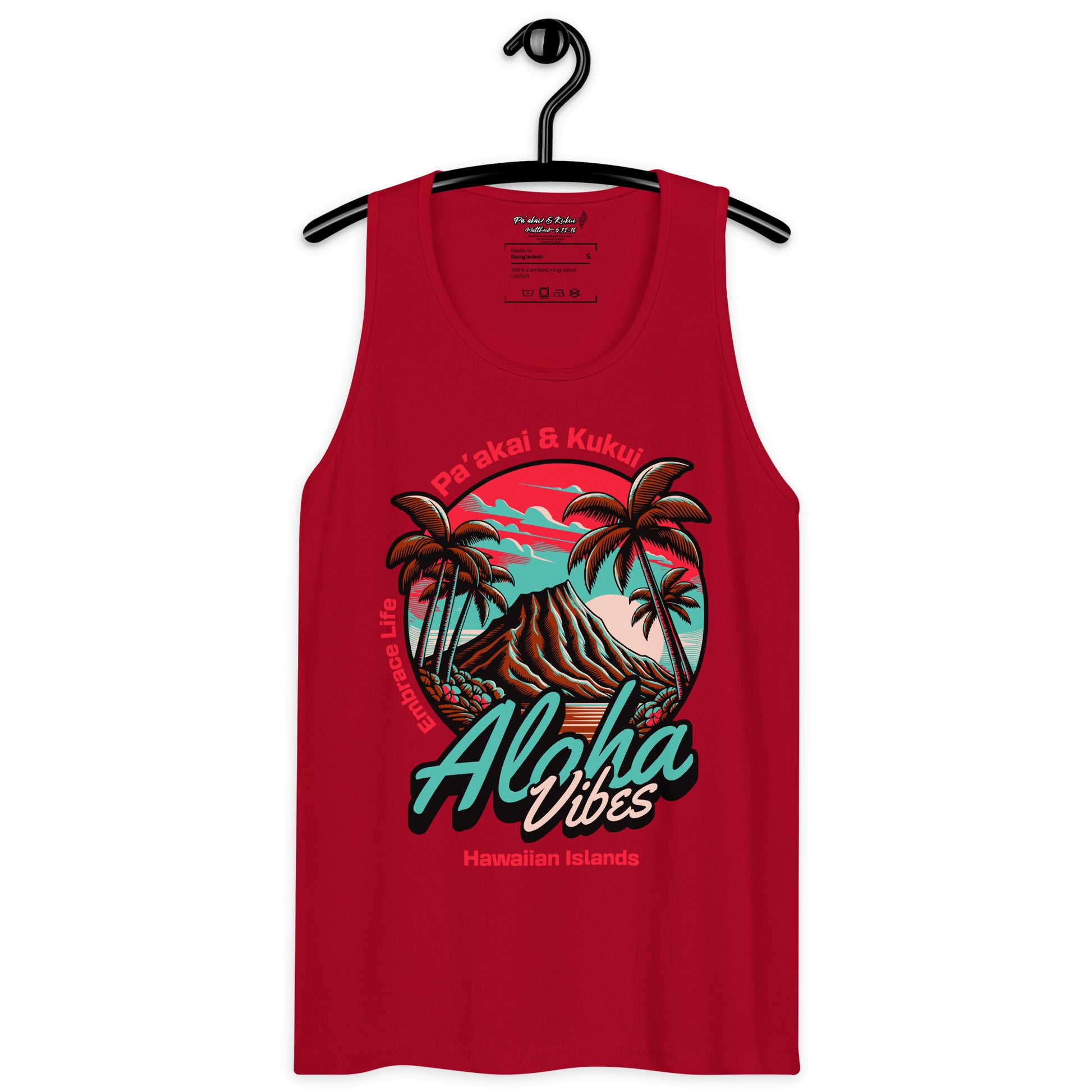 Aloha Vibes (Teal) Men’s premium tank top Tank Top Pa'akai & Kukui