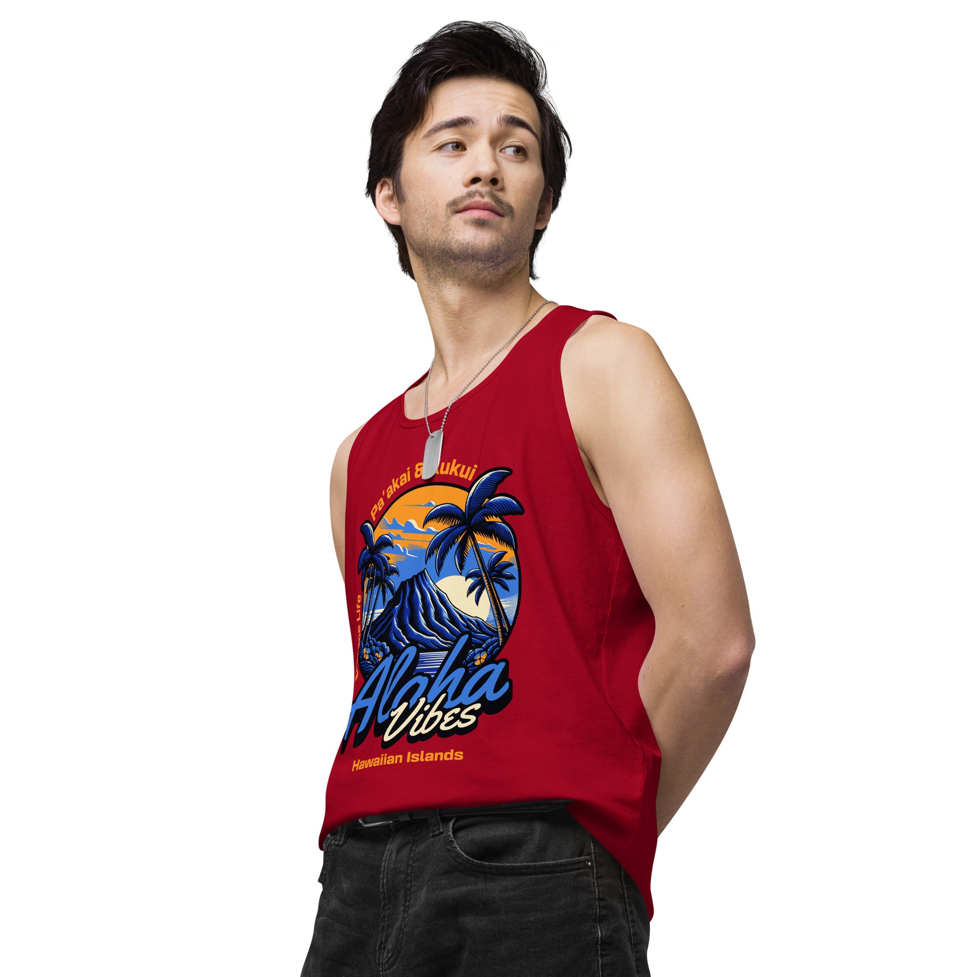 Aloha Vibes (Blue) Men’s premium tank top Tank Top Pa'akai & Kukui