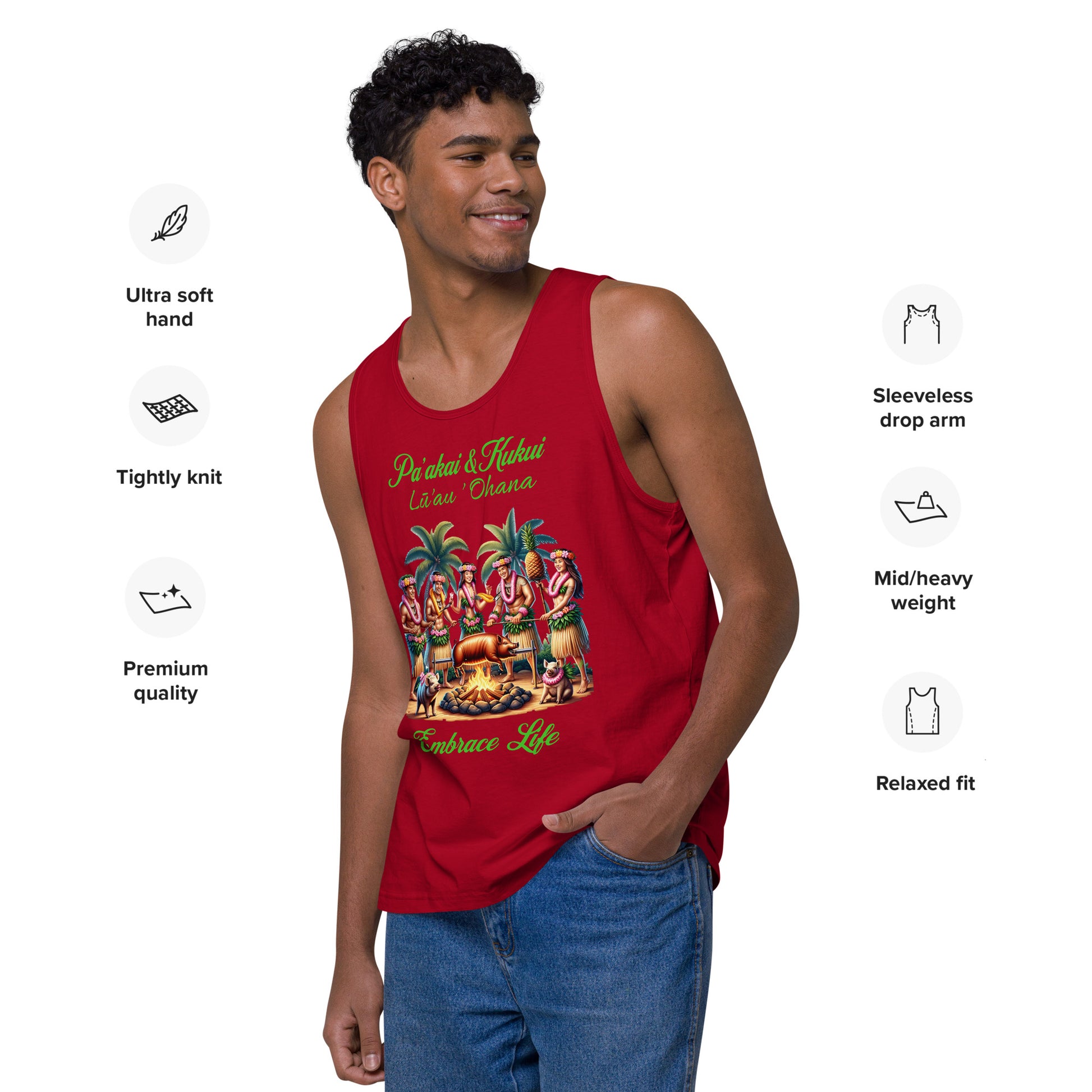 Pa'akai & Kukui Lū'au 'Ohana - Men’s premium tank top Tank Top Pa'akai & Kukui