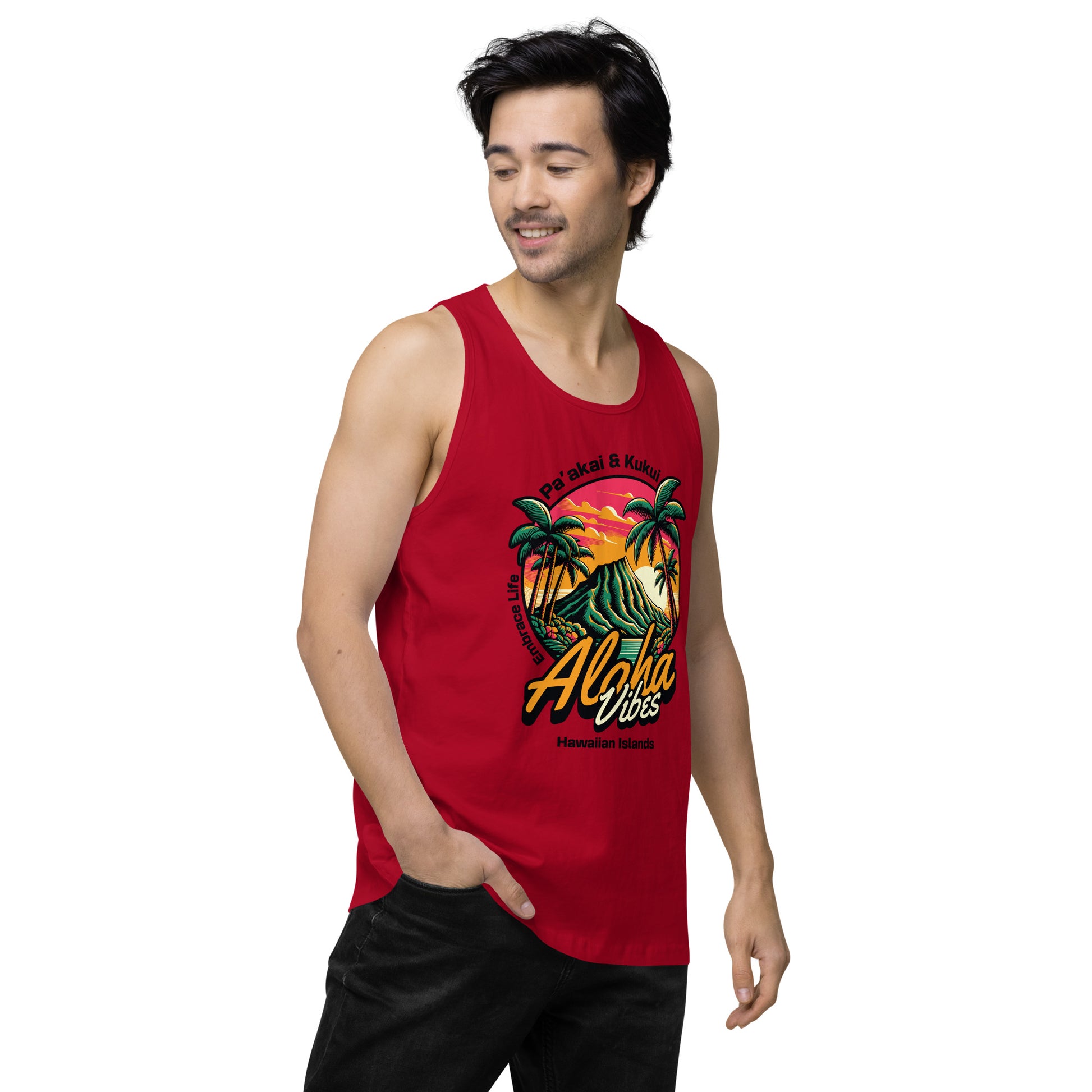 Aloha Vibes Men’s premium tank top Tank Top Pa'akai & Kukui