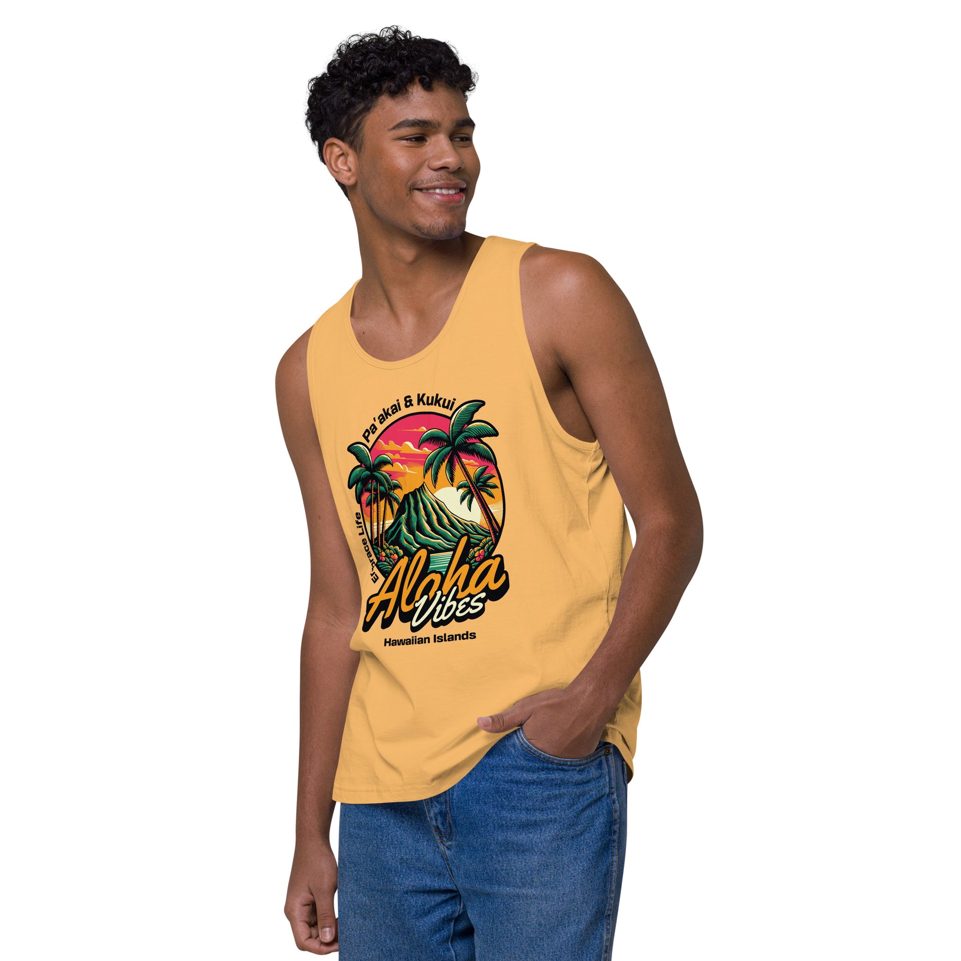 Aloha Vibes Men’s premium tank top Tank Top Pa'akai & Kukui