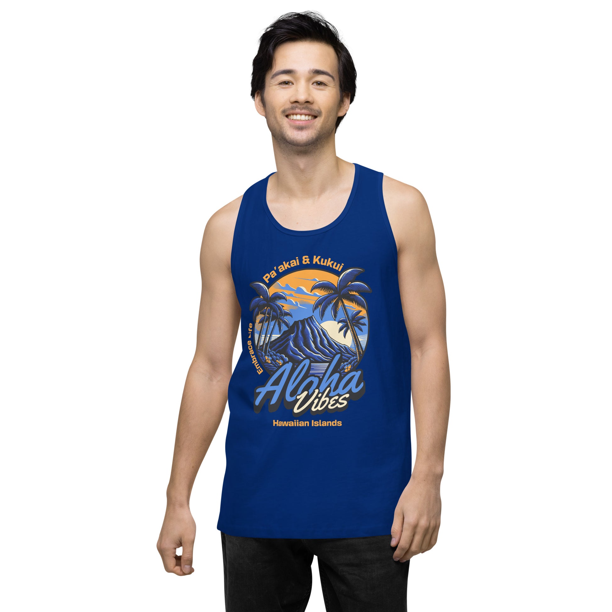 Aloha Vibes (Blue) Men’s premium tank top Tank Top Pa'akai & Kukui