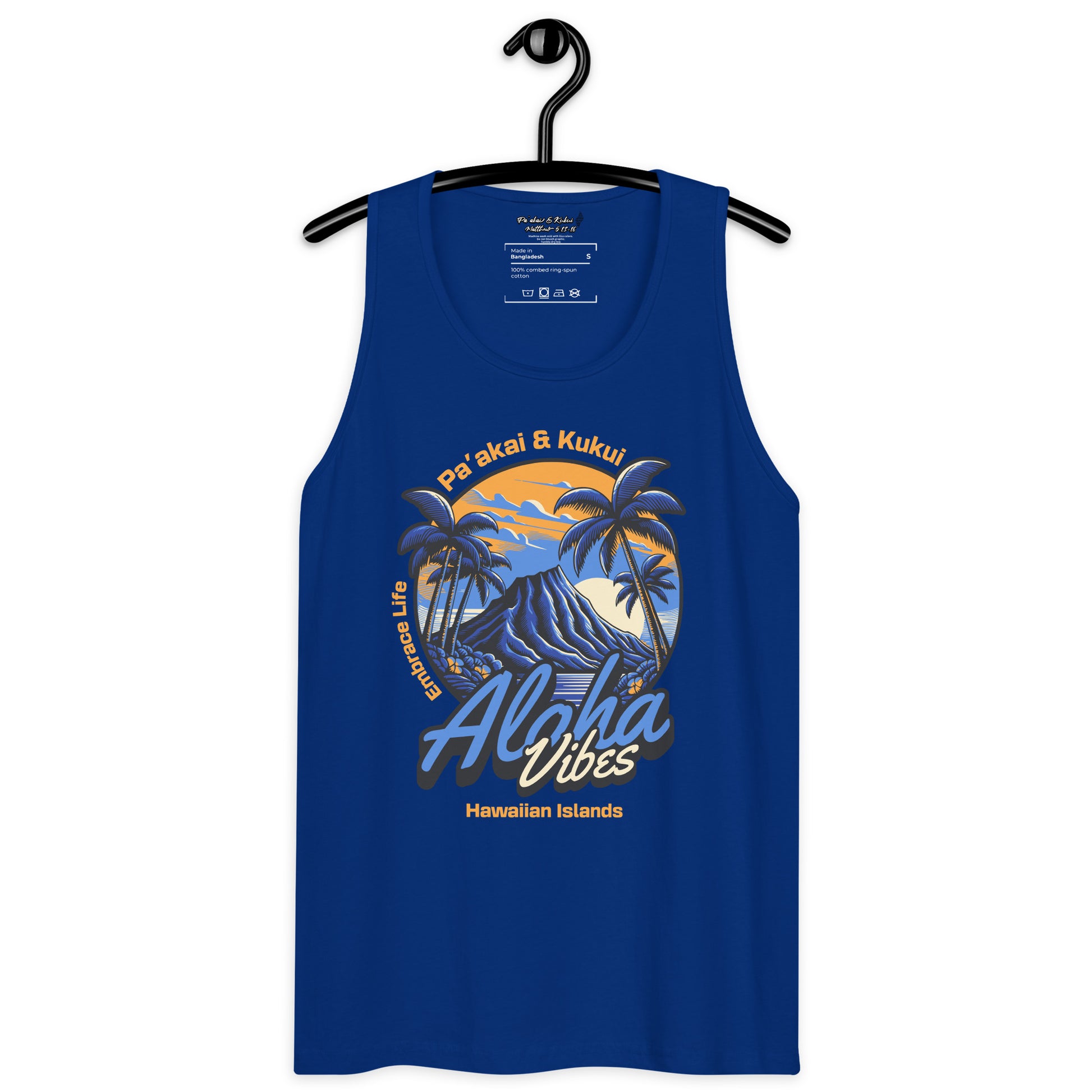 Aloha Vibes (Blue) Men’s premium tank top Tank Top Pa'akai & Kukui