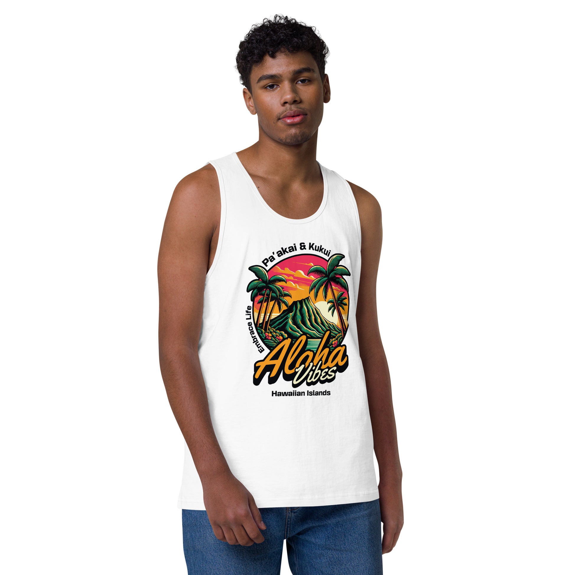 Aloha Vibes Men’s premium tank top Tank Top Pa'akai & Kukui