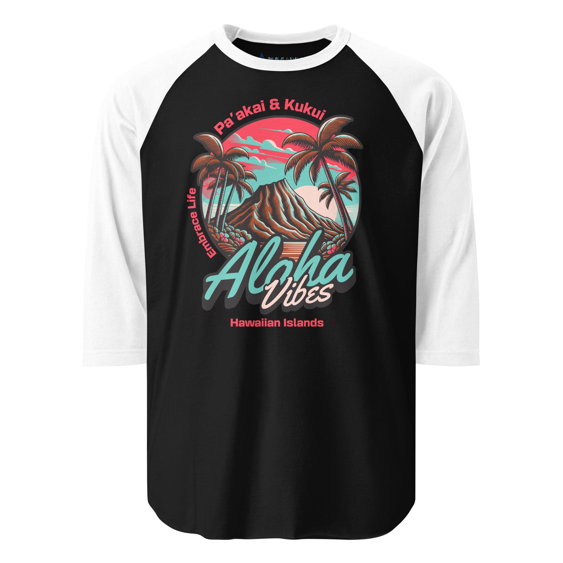 Aloha Vibes Unisex 3/4 sleeve raglan shirt 3/4 Sleeve t-shirt Pa'akai & Kukui