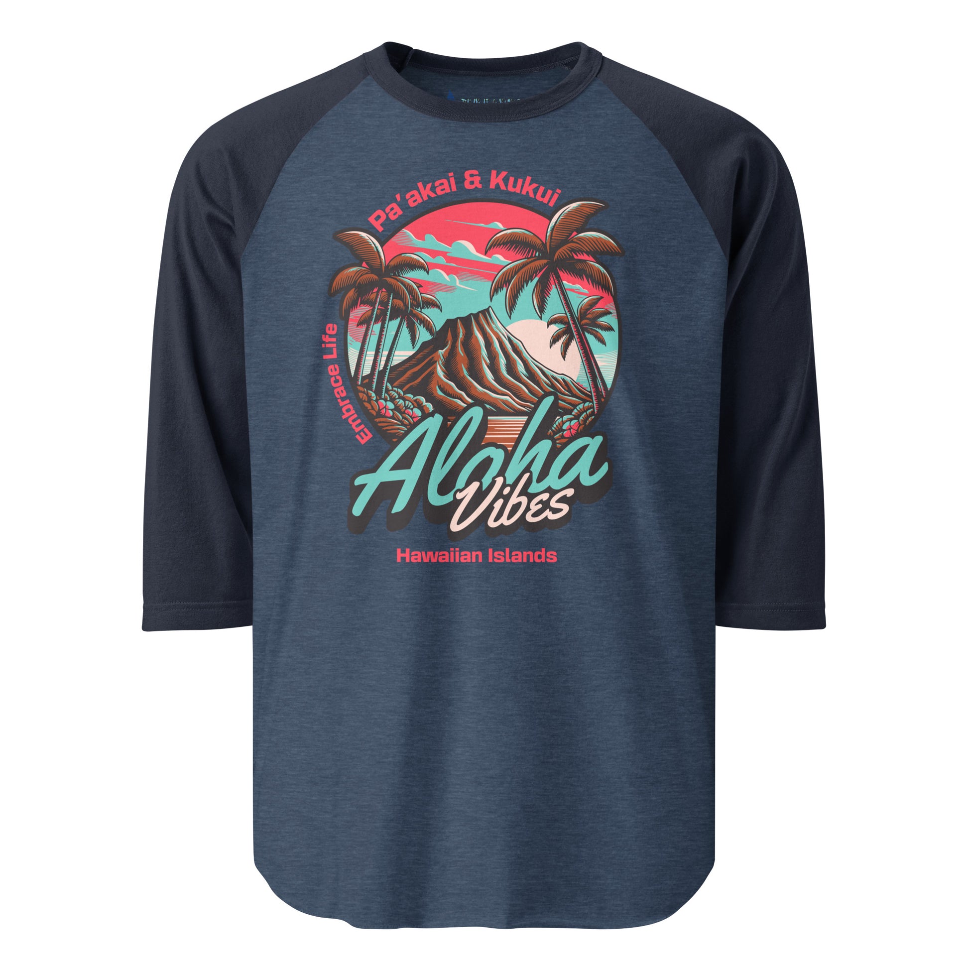 Aloha Vibes Unisex 3/4 sleeve raglan shirt 3/4 Sleeve t-shirt Pa'akai & Kukui
