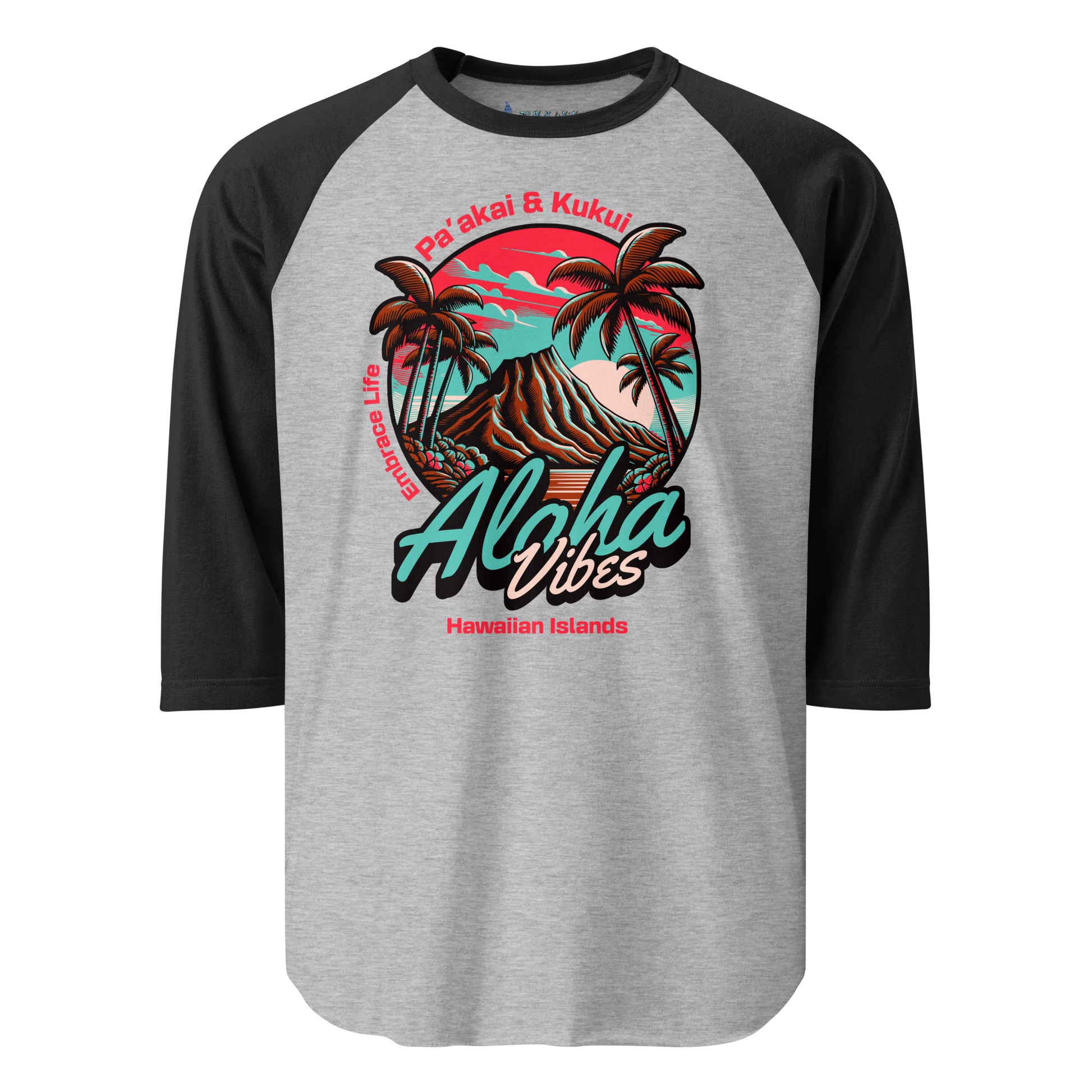 Aloha Vibes Unisex 3/4 sleeve raglan shirt 3/4 Sleeve t-shirt Pa'akai & Kukui