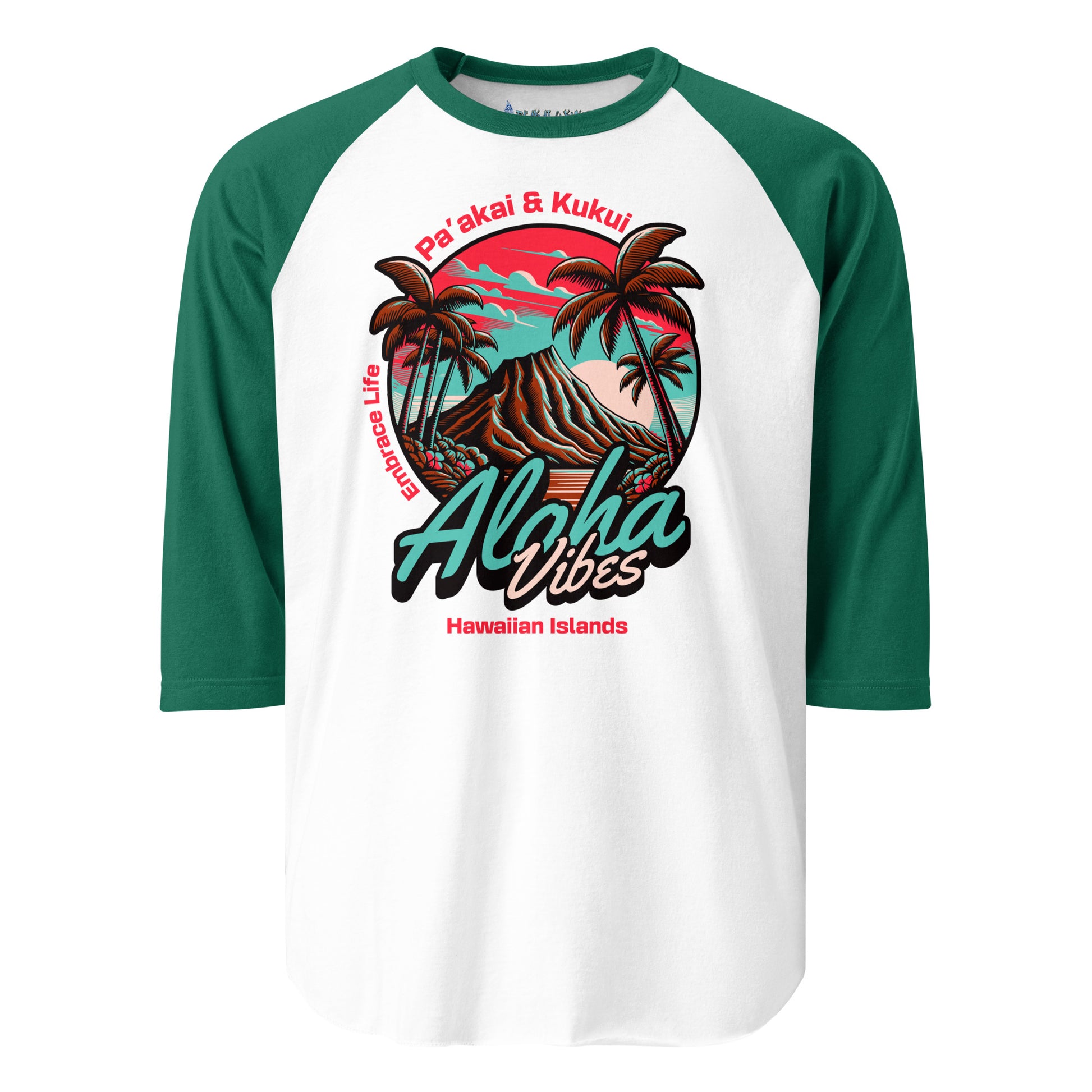 Aloha Vibes Unisex 3/4 sleeve raglan shirt 3/4 Sleeve t-shirt Pa'akai & Kukui