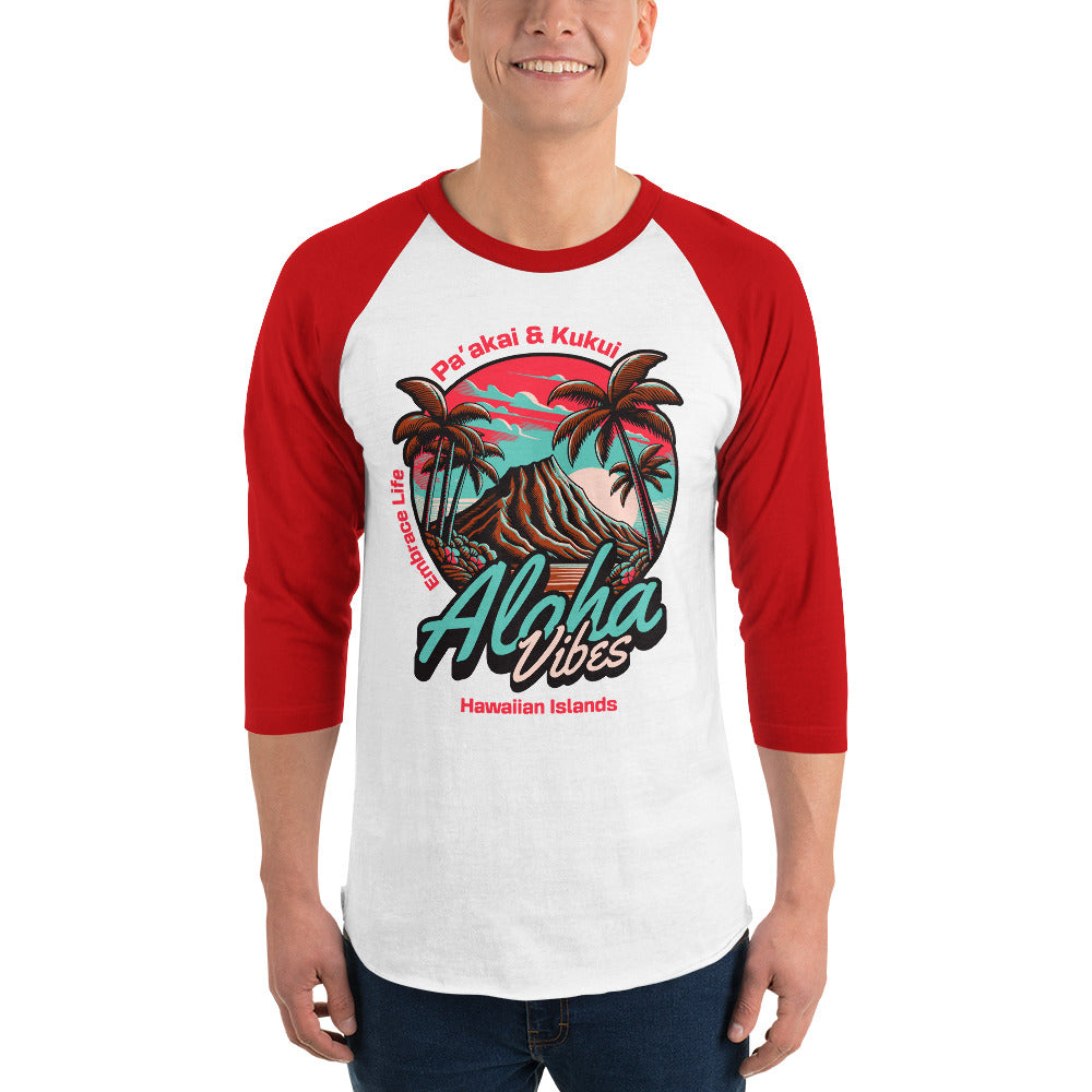 Aloha Vibes Unisex 3/4 sleeve raglan shirt 3/4 Sleeve t-shirt Pa'akai & Kukui
