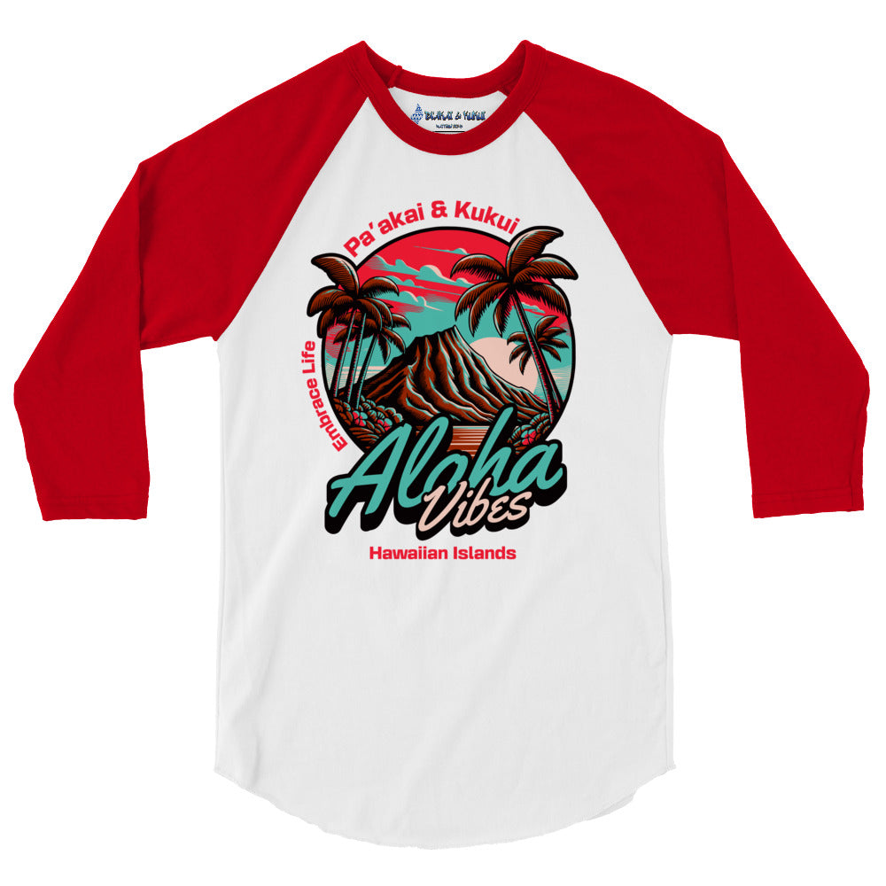 Aloha Vibes Unisex 3/4 sleeve raglan shirt 3/4 Sleeve t-shirt Pa'akai & Kukui