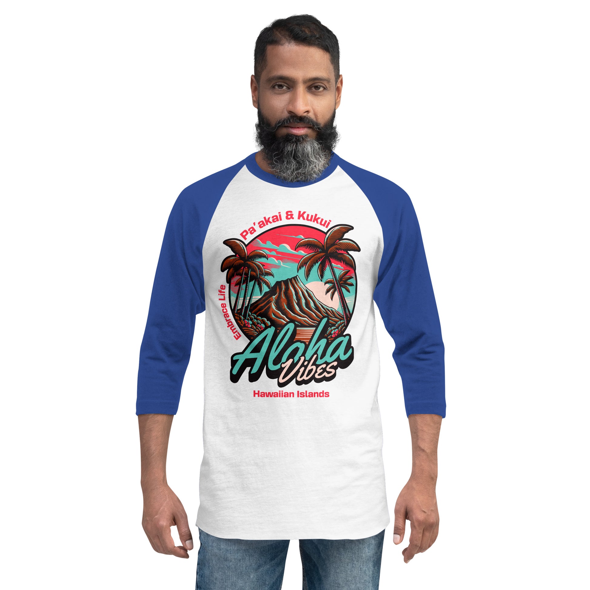 Aloha Vibes Unisex 3/4 sleeve raglan shirt 3/4 Sleeve t-shirt Pa'akai & Kukui