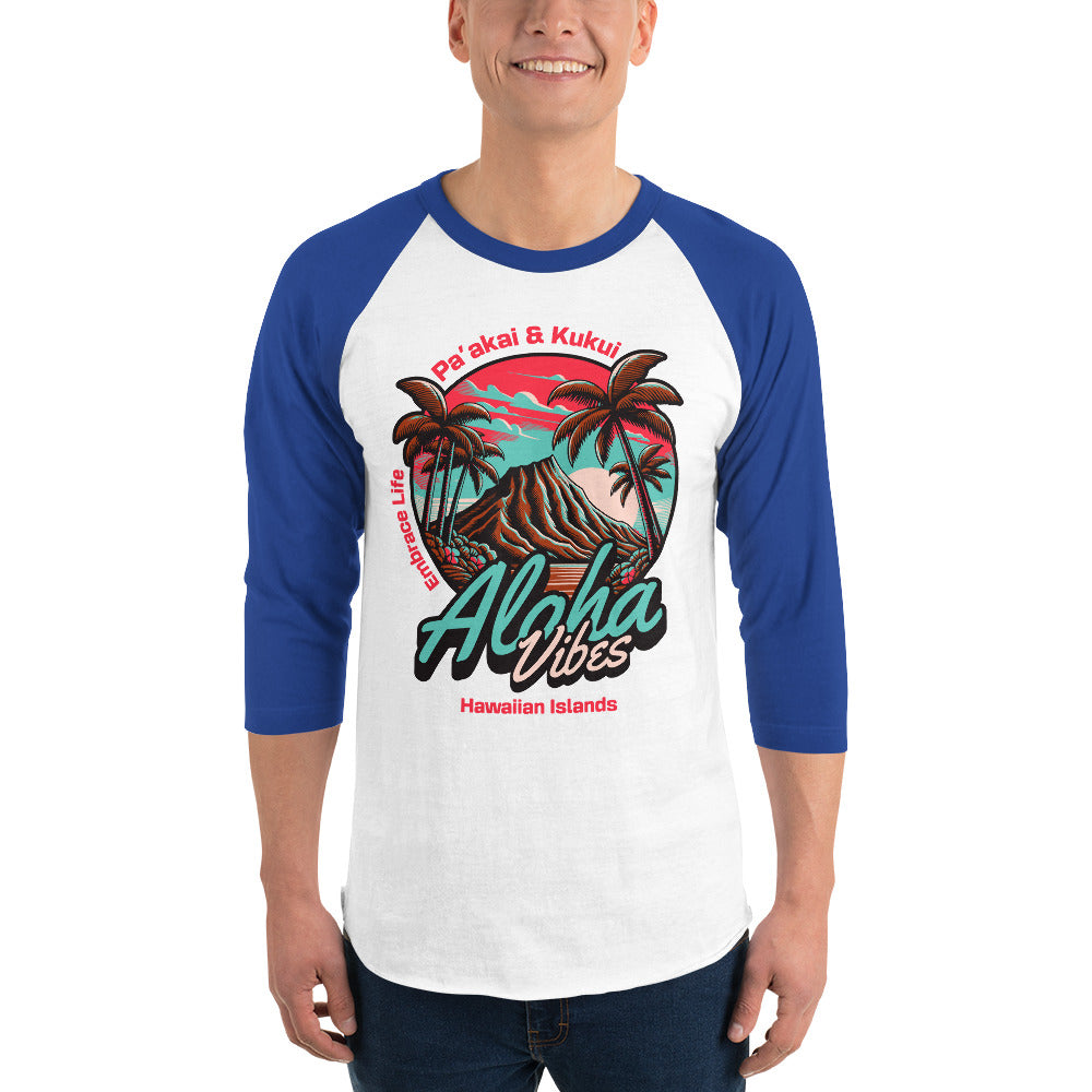 Aloha Vibes Unisex 3/4 sleeve raglan shirt 3/4 Sleeve t-shirt Pa'akai & Kukui