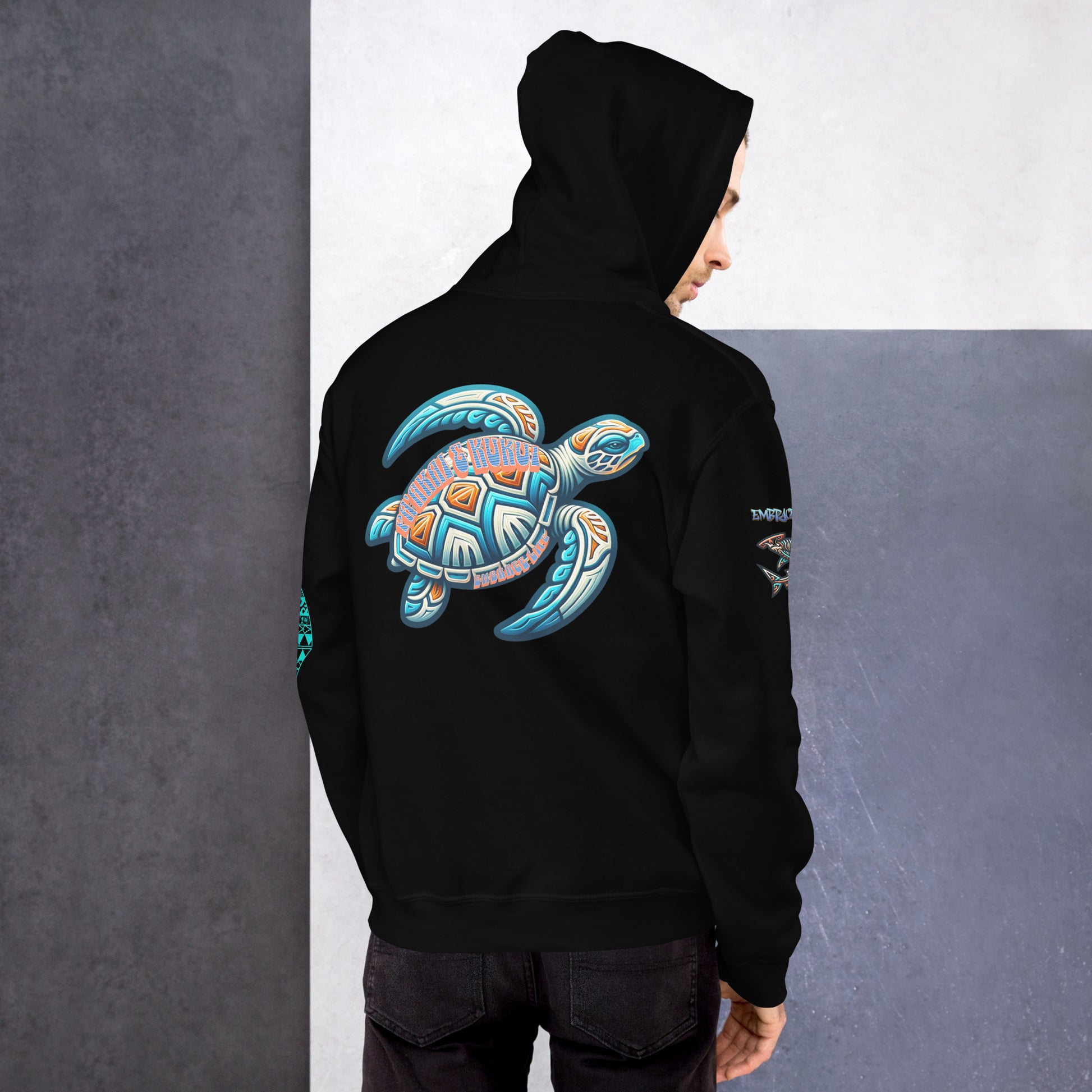 Tribal Sea Turtle Hoodie Pullover Hoodie Pa'akai & Kukui