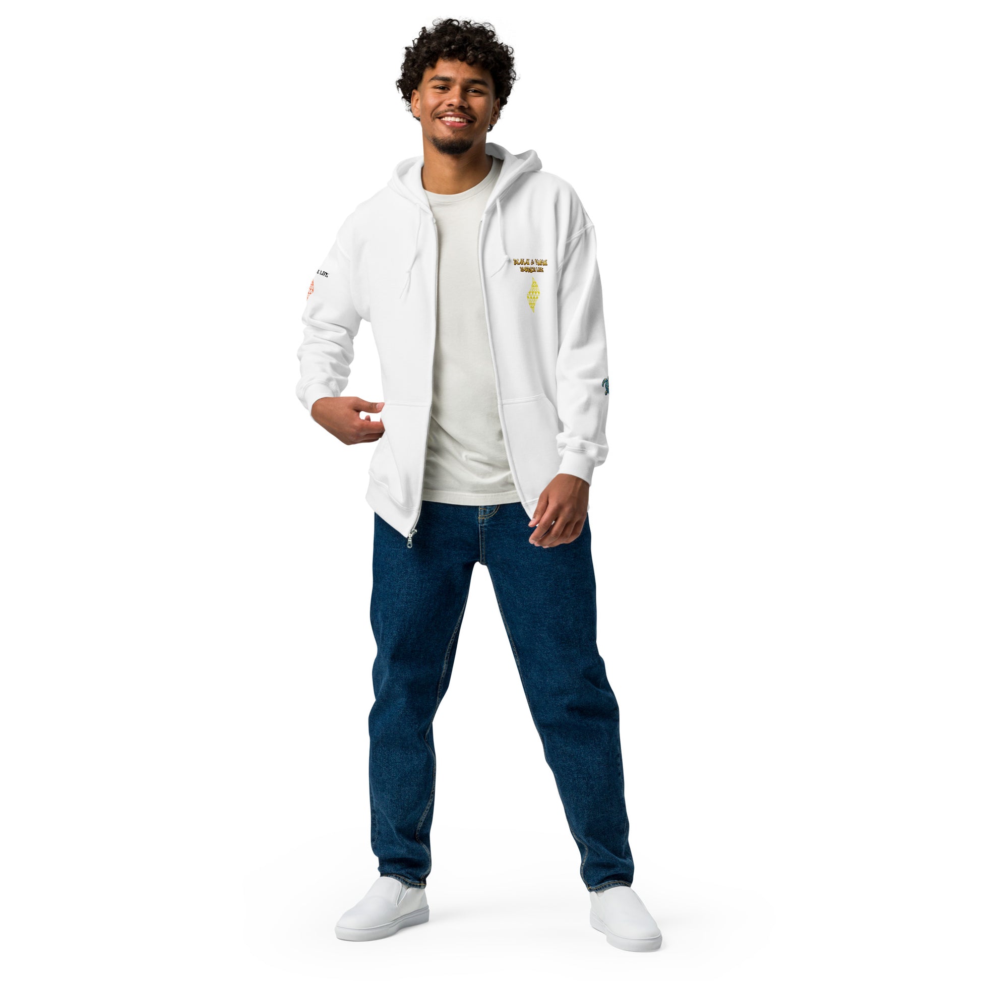 Blue Waves Unisex heavy blend zip hoodie Zip Up Hoodie Pa'akai & Kukui White S