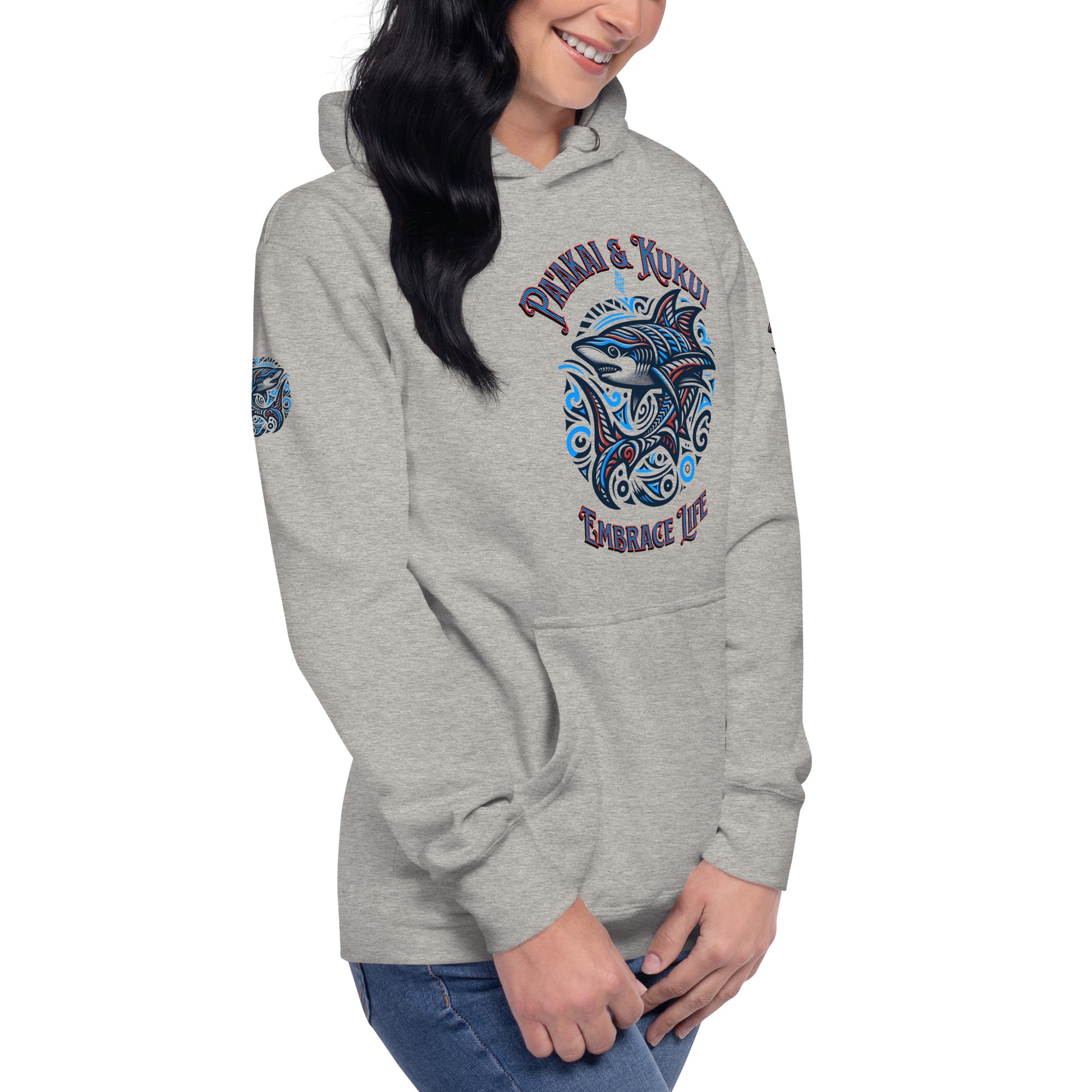 Tribal Shark Unisex Hoodie Pullover Hoodie Pa'akai & Kukui