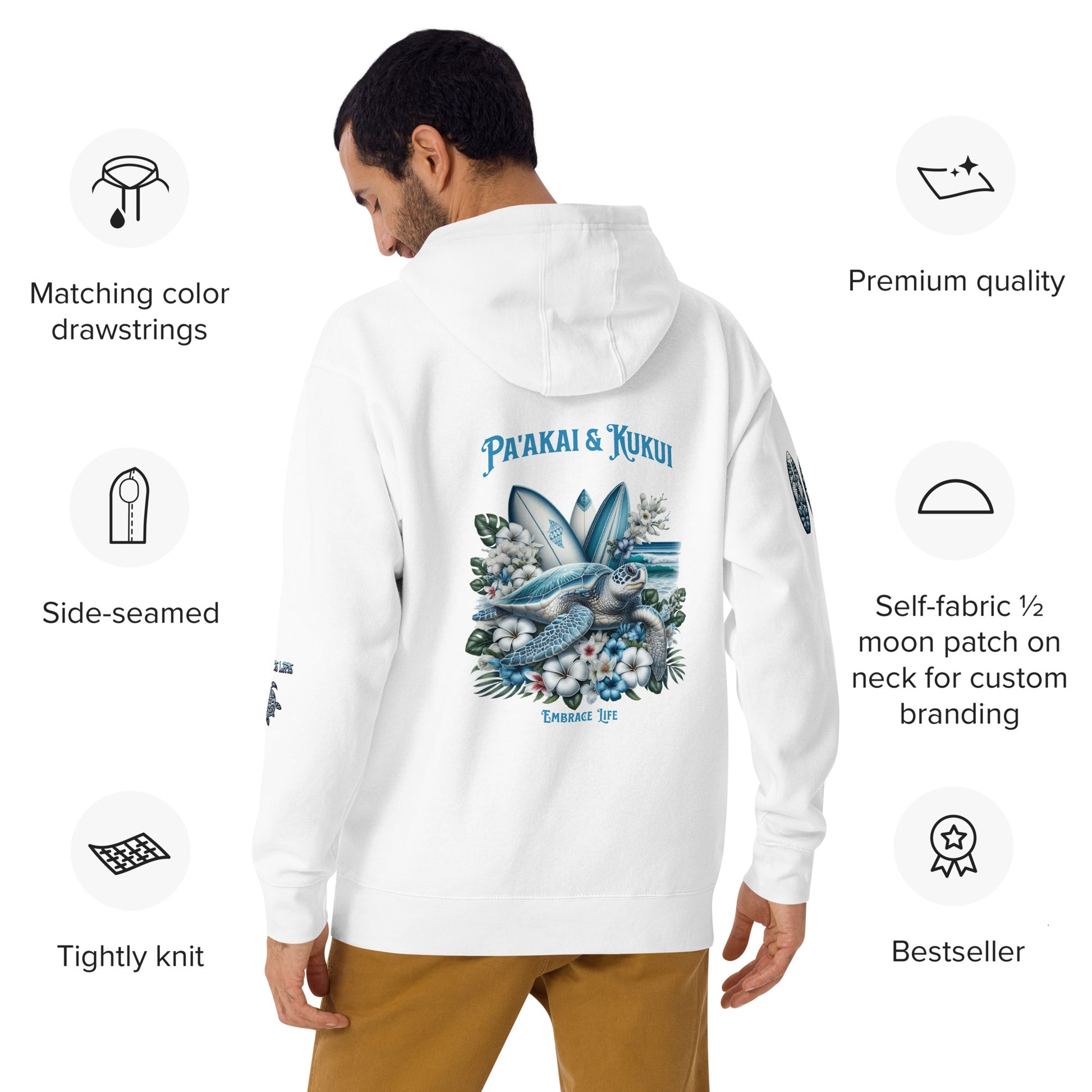 Blue Sea Turtle Hoodie Pullover Hoodie Pa'akai & Kukui