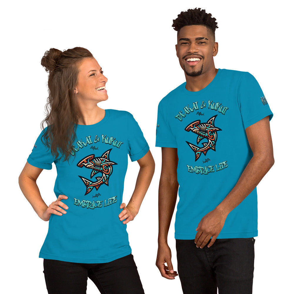 Tribal Shark Unisex t-shirt T-shirt Pa'akai & Kukui Aqua S