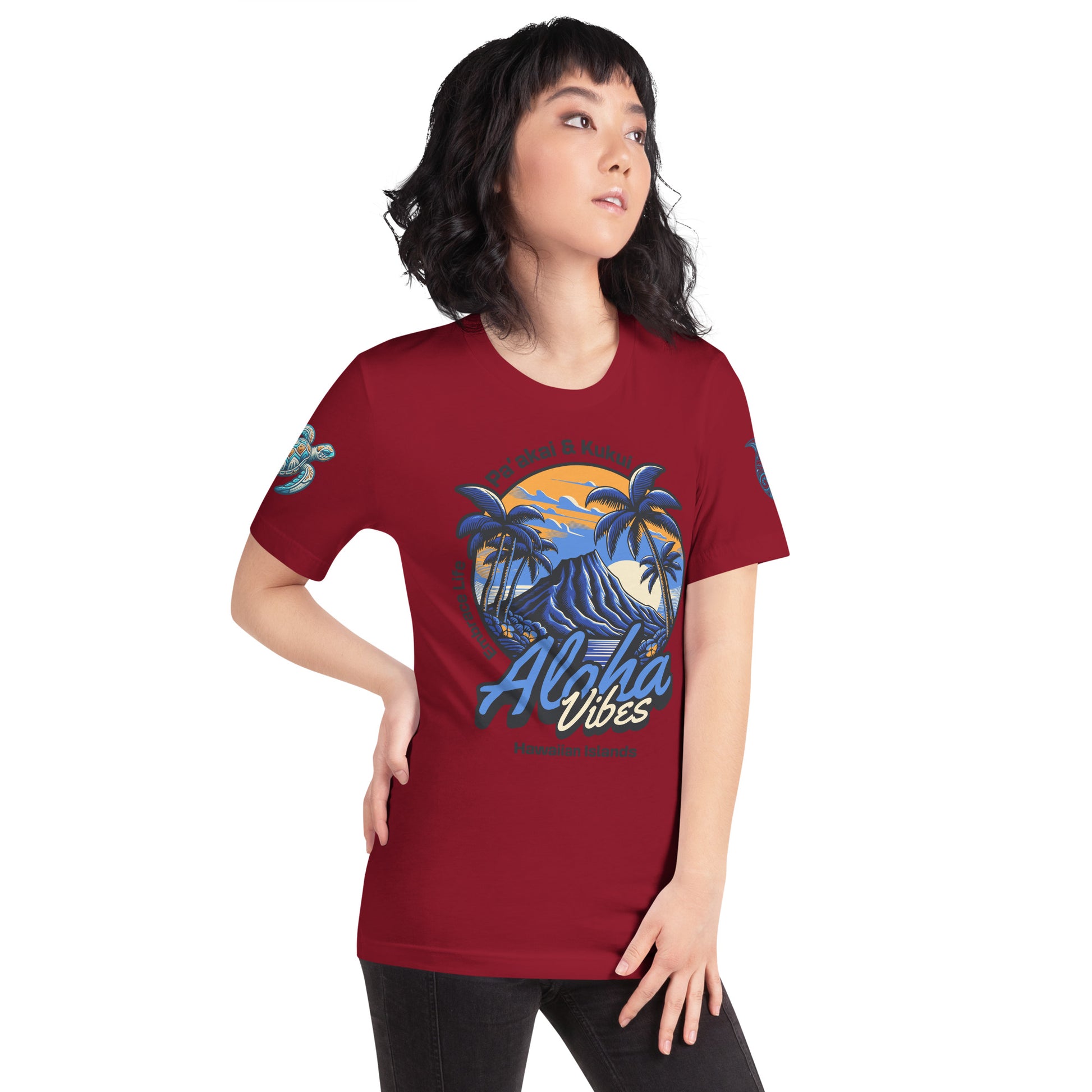 Aloha Vibes (Blue) womens t-shirt T-shirt Pa'akai & Kukui Cardinal S