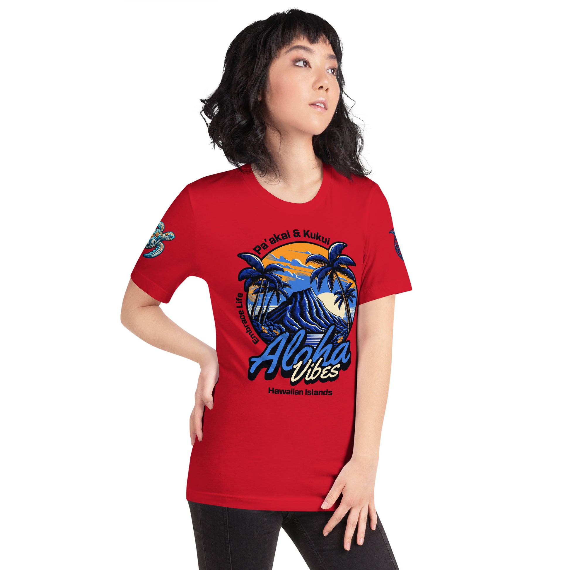 Aloha Vibes (Blue) womens t-shirt T-shirt Pa'akai & Kukui Red S