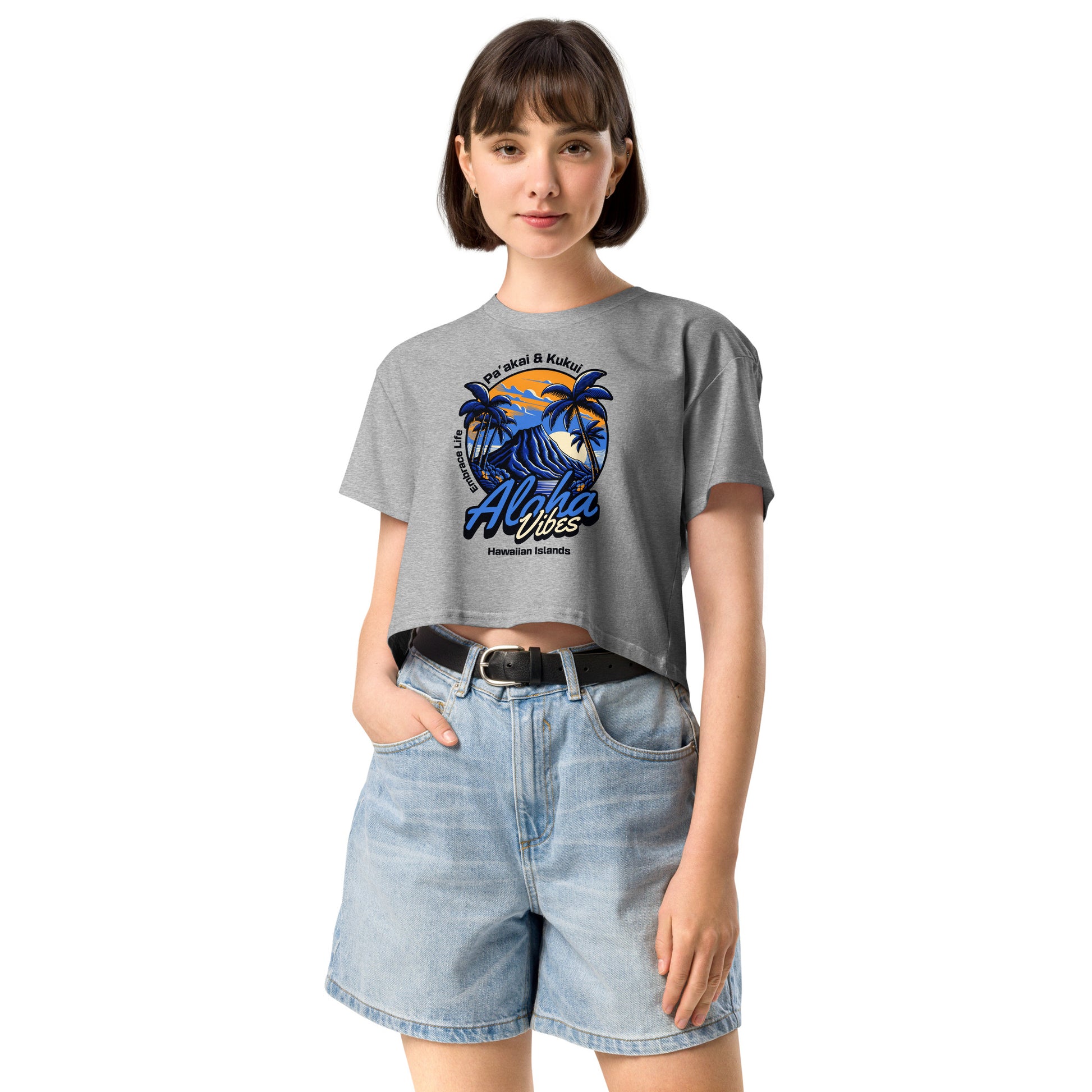 Aloha Vibes (Blue) Women’s crop top Crop Top Pa'akai & Kukui